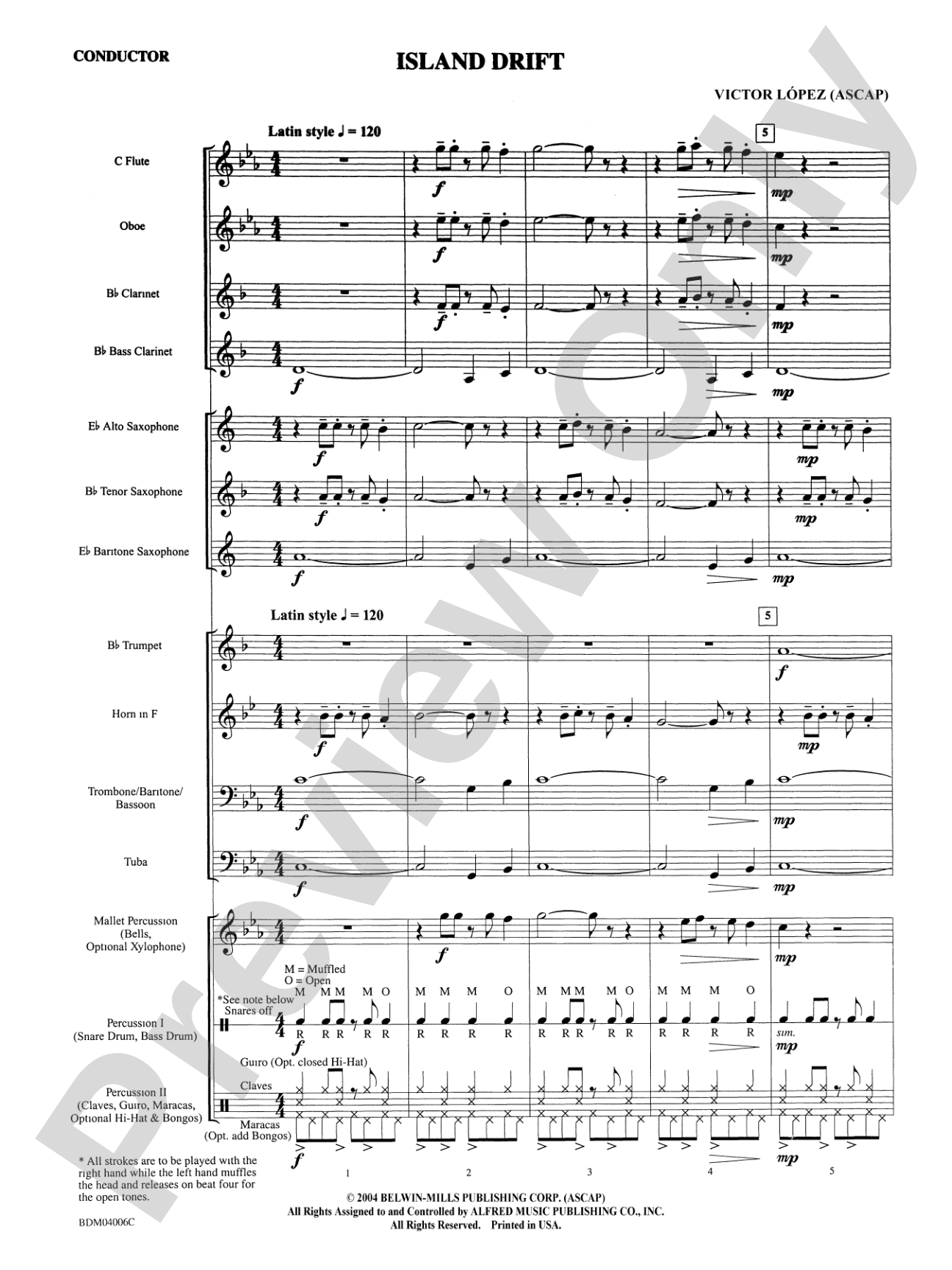 Island Drift: Concert Band Conductor Score & Parts