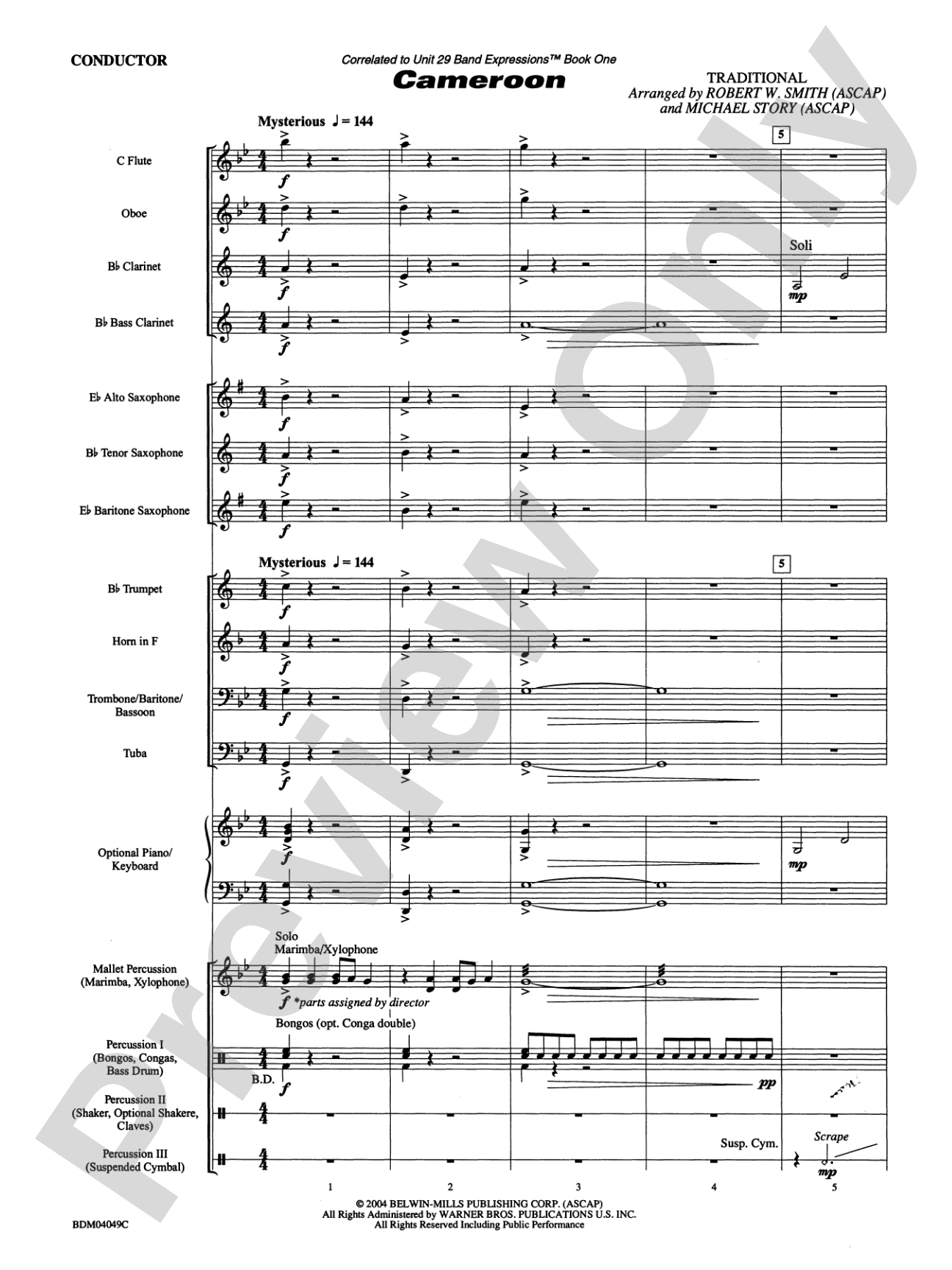 Cameroon: Concert Band Conductor Score & Parts