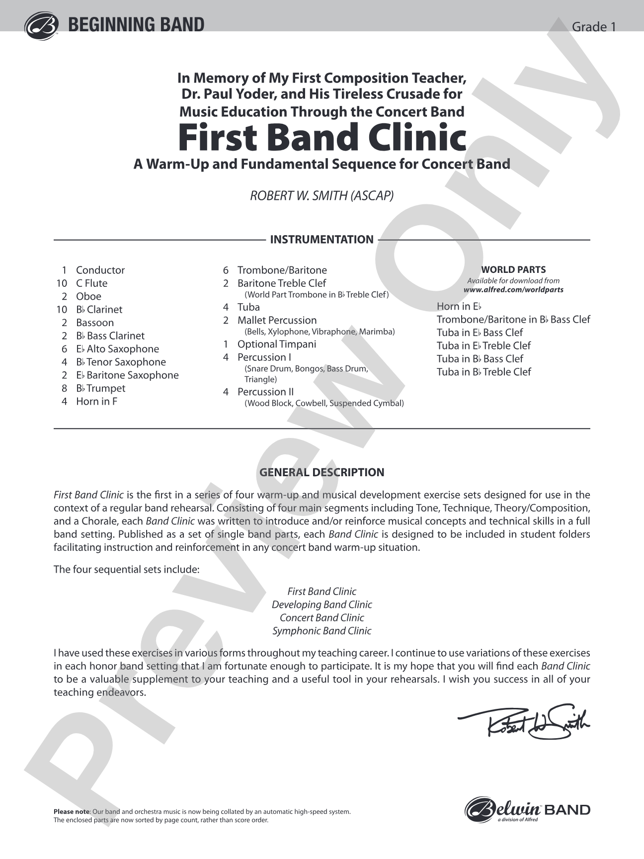 First Band Clinic (A Warm-Up and Fundamental Sequence for Concert Band): Concert Band Conductor Score & Parts