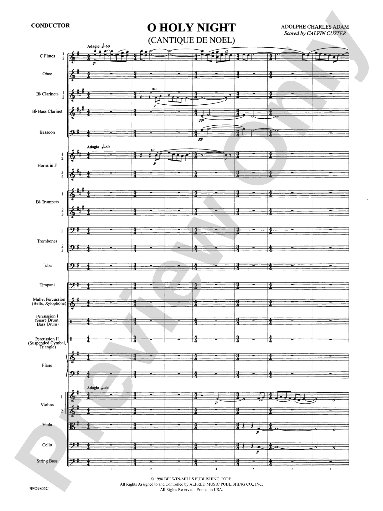 O Holy Night: Full Orchestra Conductor Score & Parts