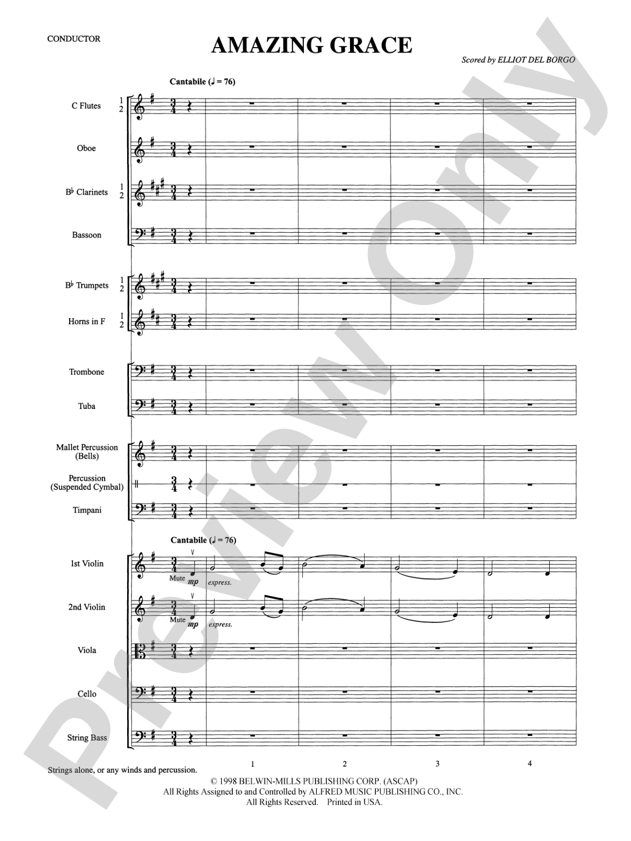 Amazing Grace: Full Orchestra Conductor Score & Parts