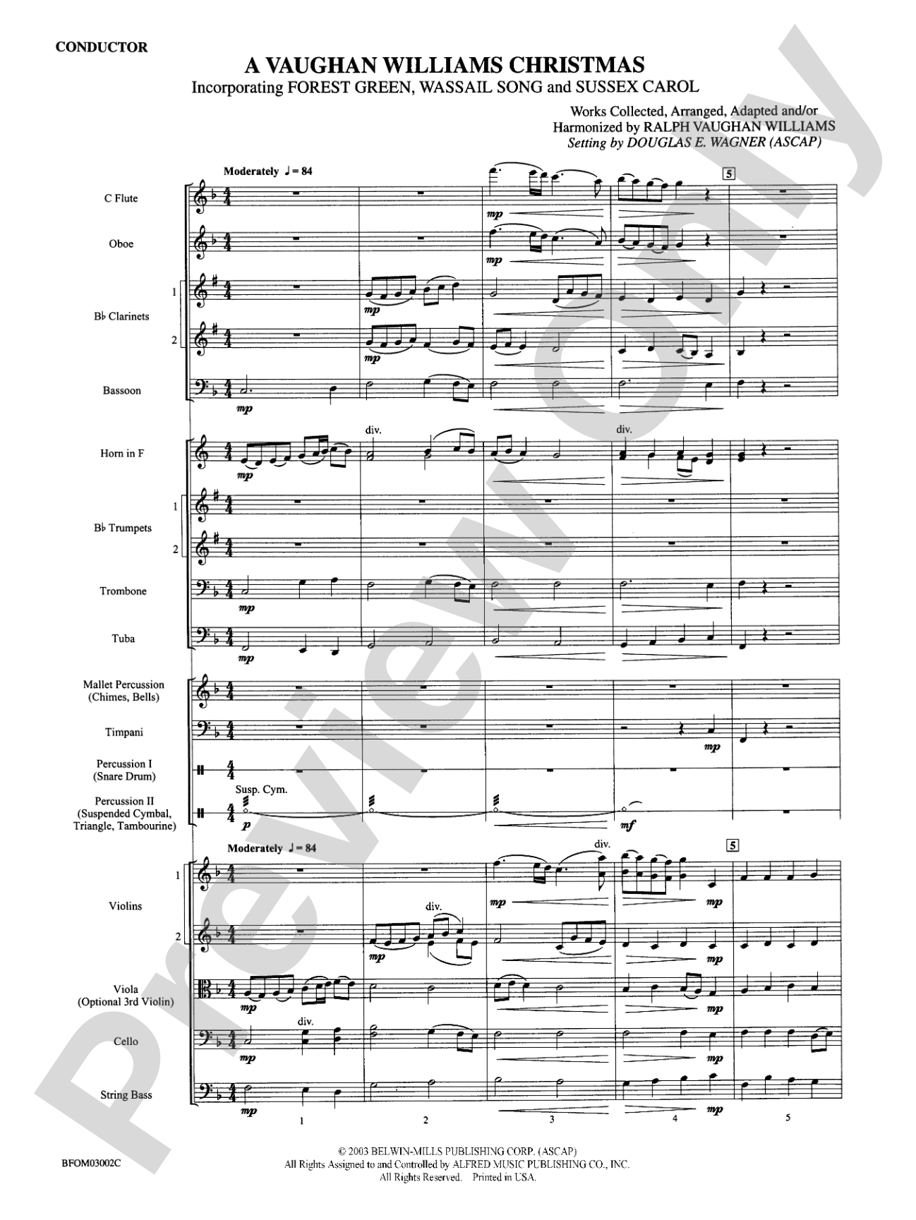 A Vaughan Williams Christmas: Full Orchestra Conductor Score & Parts