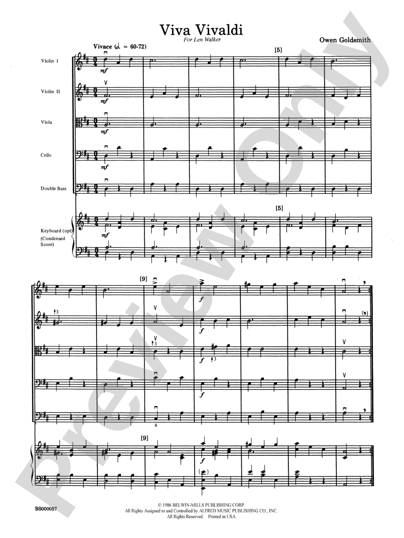 Viva Vivaldi: String Orchestra Conductor Score & Parts