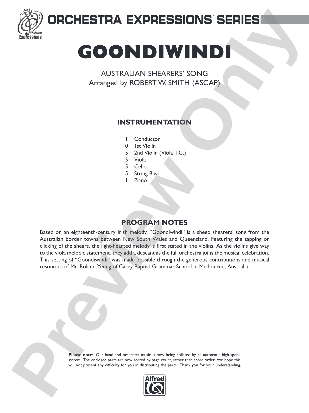 Goondiwindi: String Orchestra Conductor Score & Parts