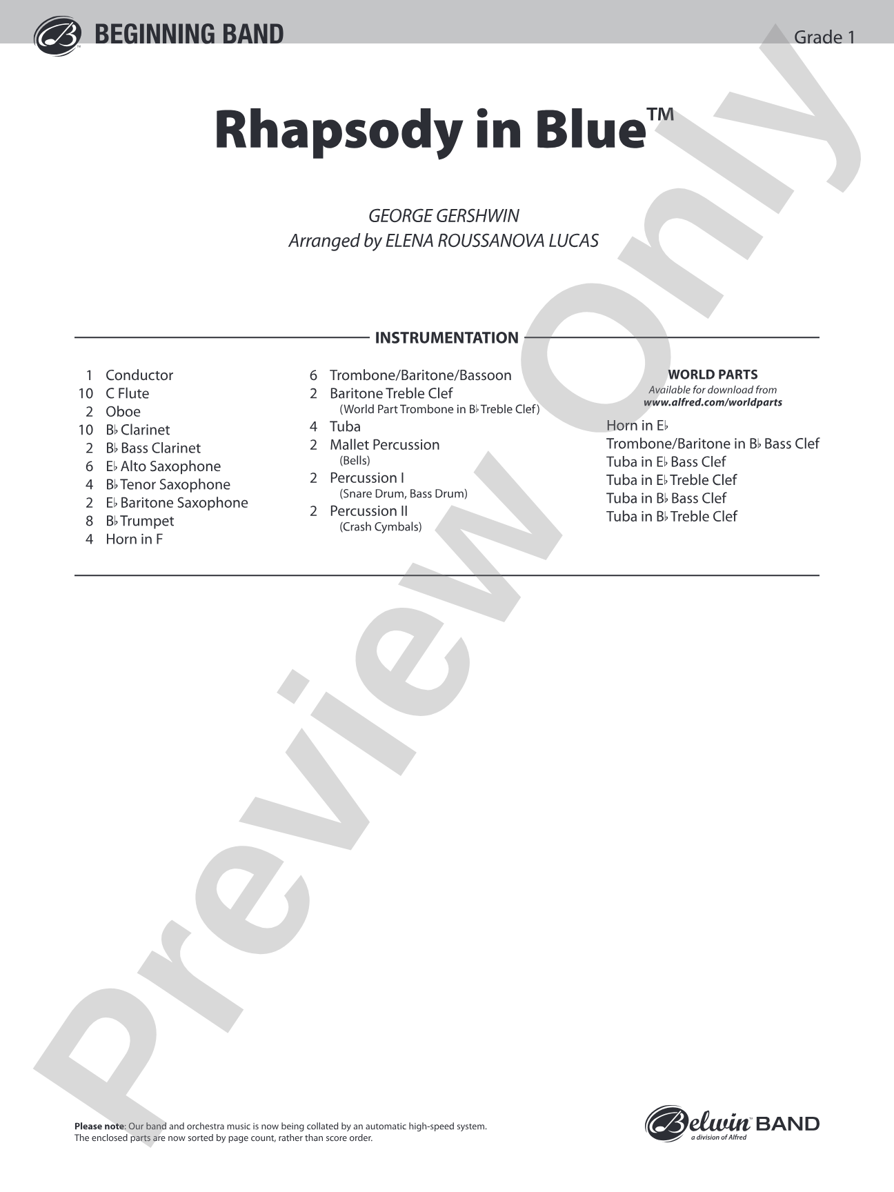 Rhapsody in Blue™: Concert Band Conductor Score & Parts