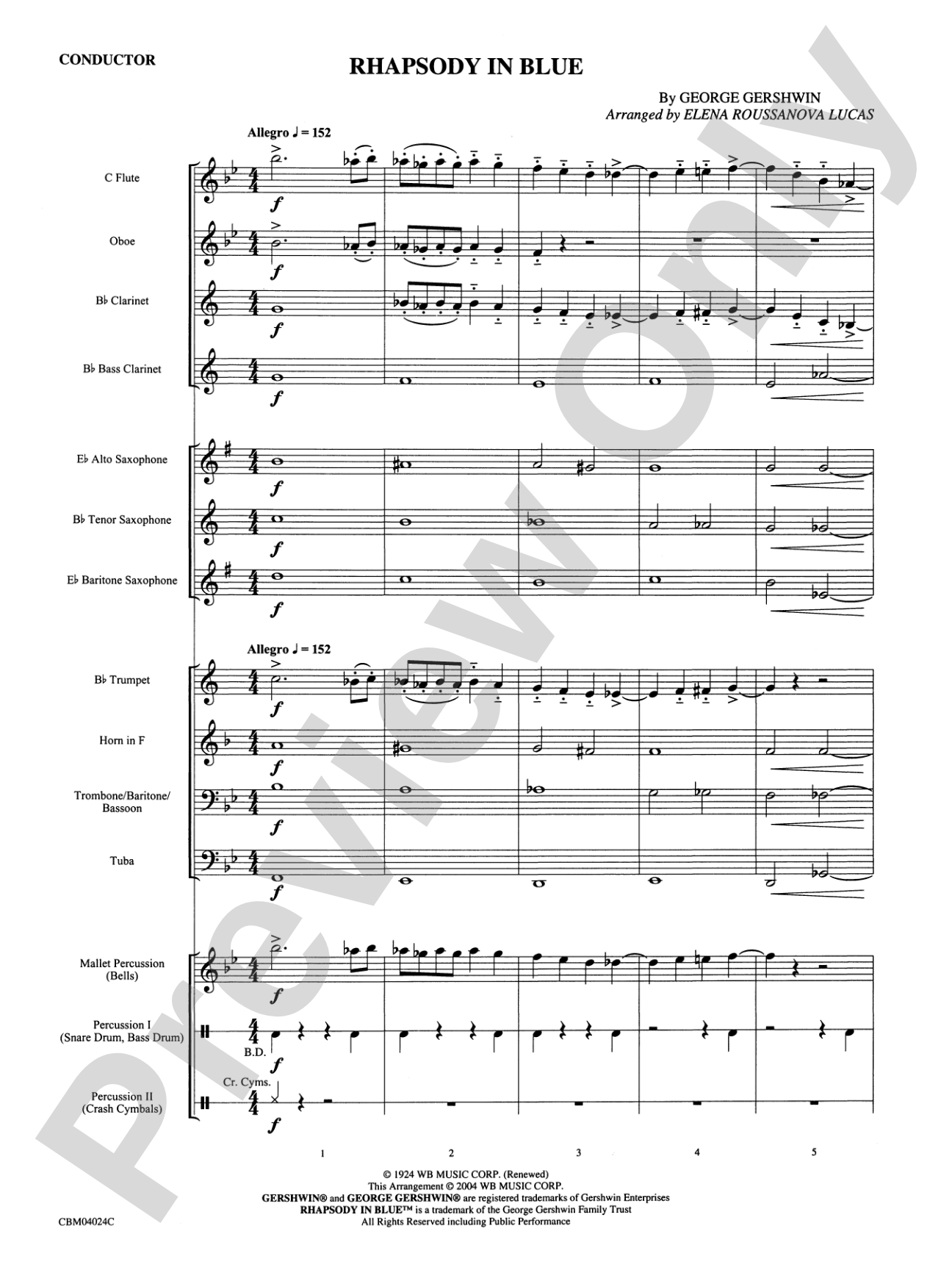 Rhapsody in Blue™: Concert Band Conductor Score & Parts