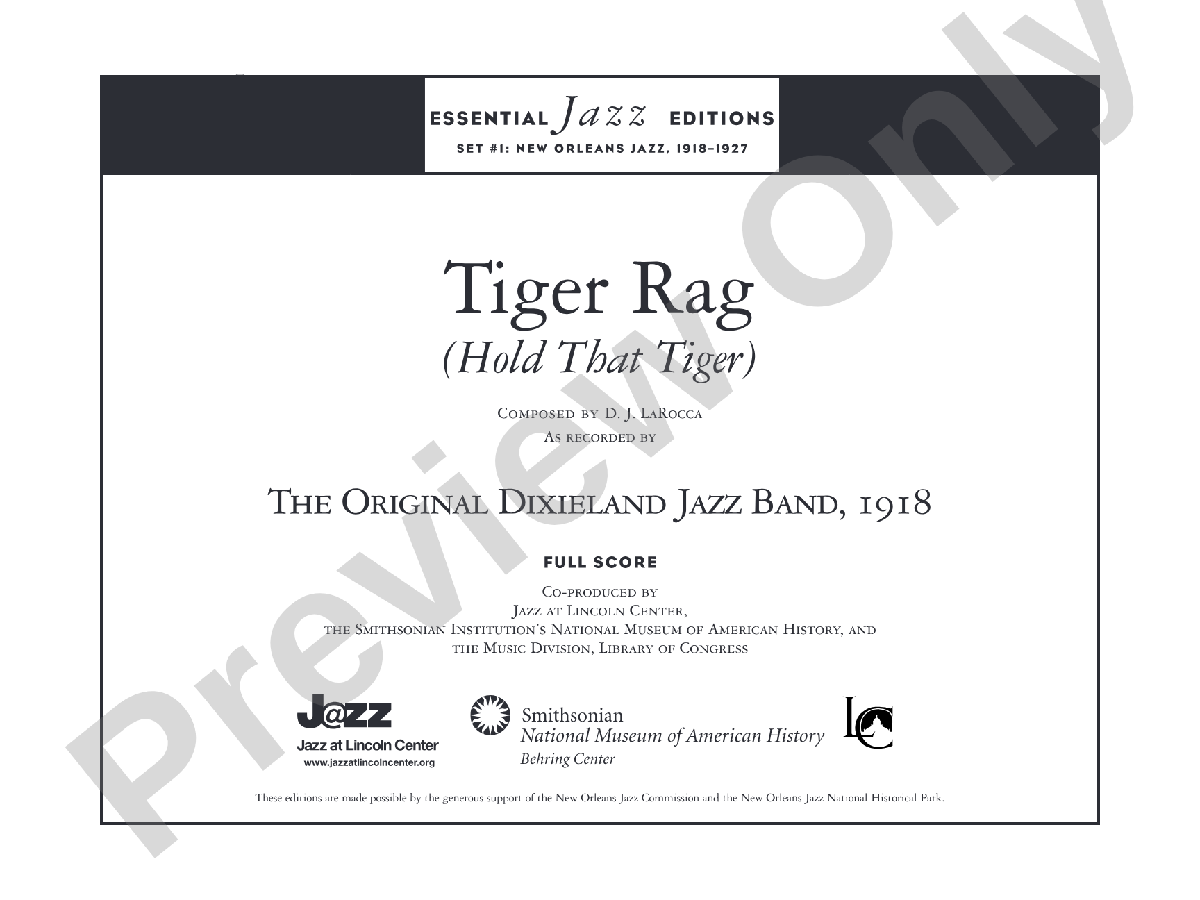 Tiger Rag (Hold That Tiger): Jazz Ensemble Conductor Score & Parts