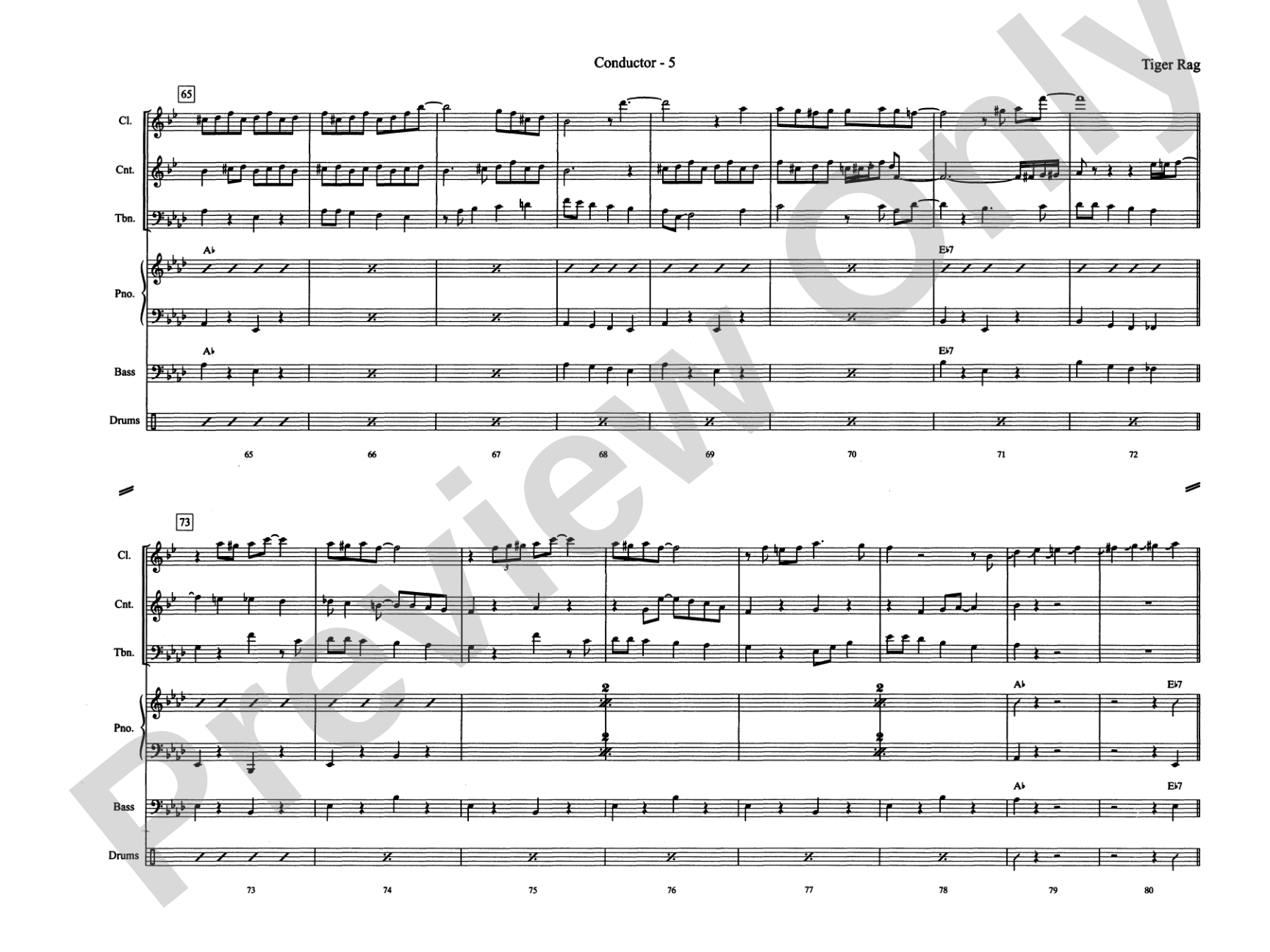 Tiger Rag (Hold That Tiger): Jazz Ensemble Conductor Score & Parts