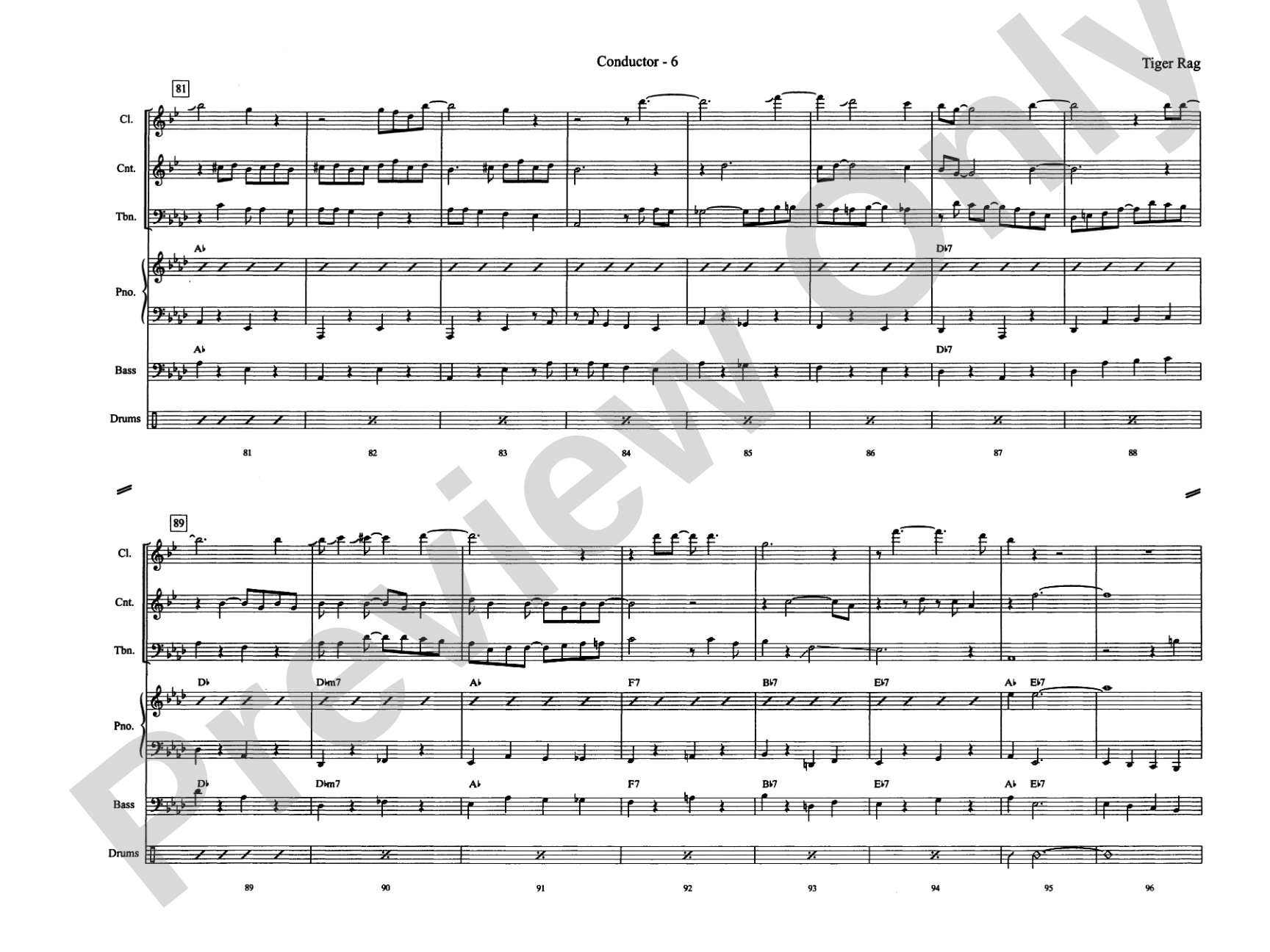 Tiger Rag (Hold That Tiger): Jazz Ensemble Conductor Score & Parts