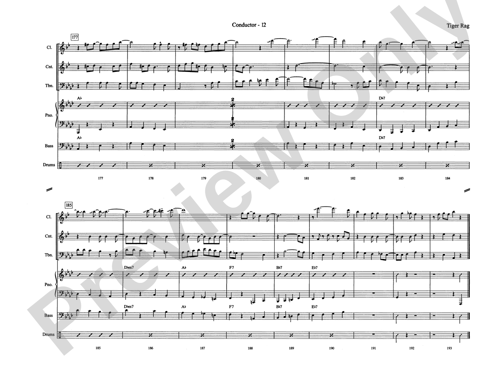 Tiger Rag (Hold That Tiger): Jazz Ensemble Conductor Score & Parts