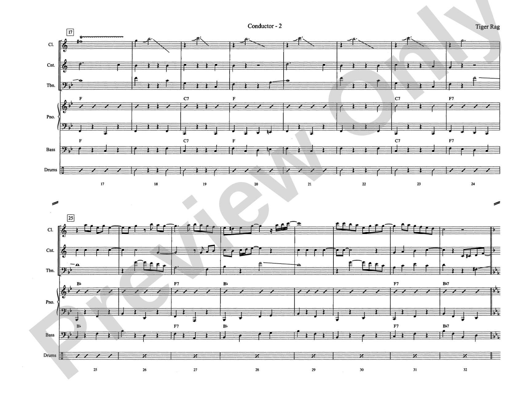 Tiger Rag (Hold That Tiger): Jazz Ensemble Conductor Score & Parts