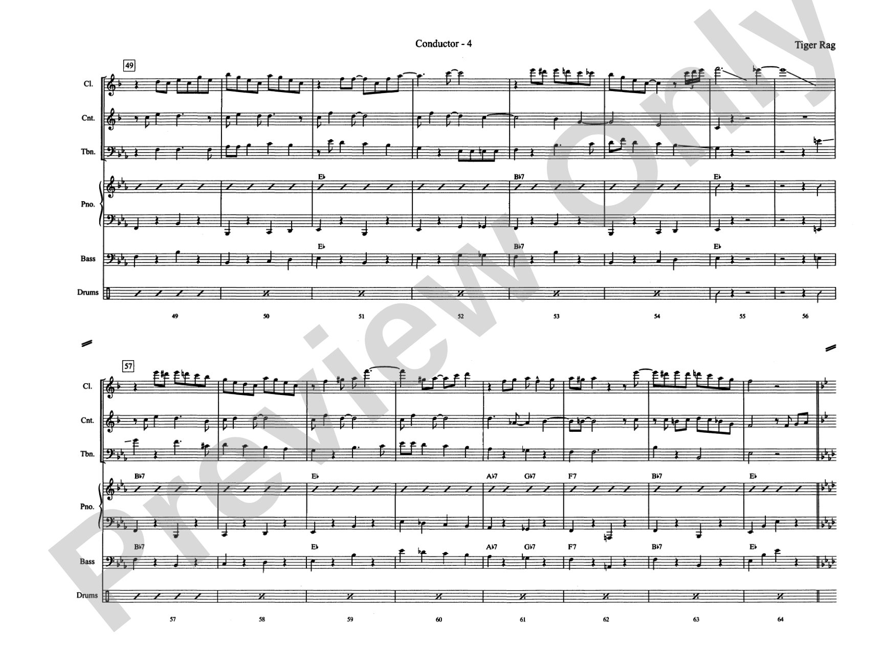 Tiger Rag (Hold That Tiger): Jazz Ensemble Conductor Score & Parts