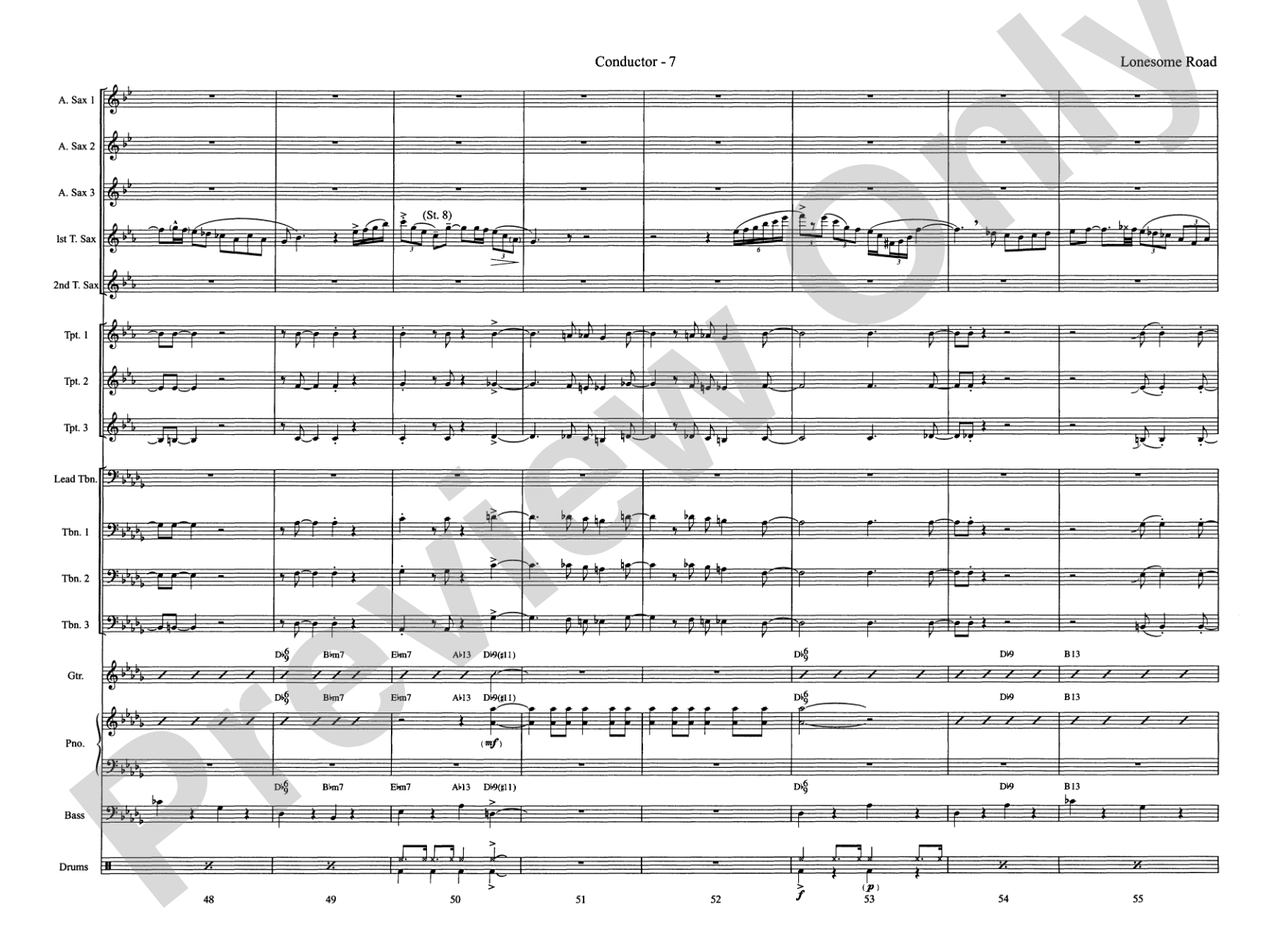Lonesome Road: Jazz Ensemble Conductor Score & Parts