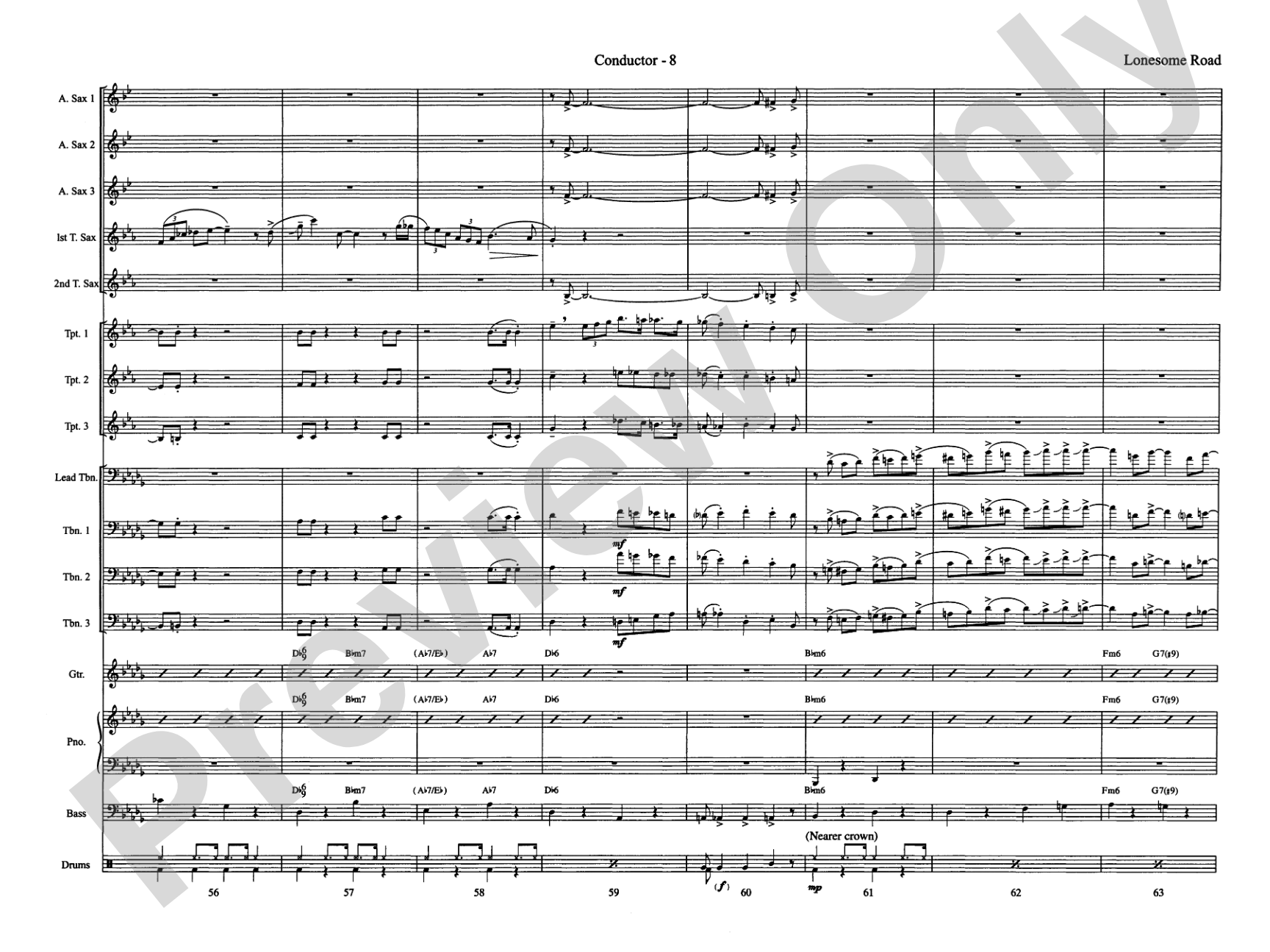 Lonesome Road: Jazz Ensemble Conductor Score & Parts