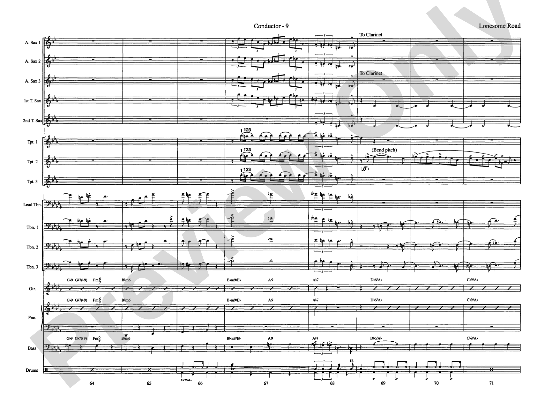 Lonesome Road: Jazz Ensemble Conductor Score & Parts