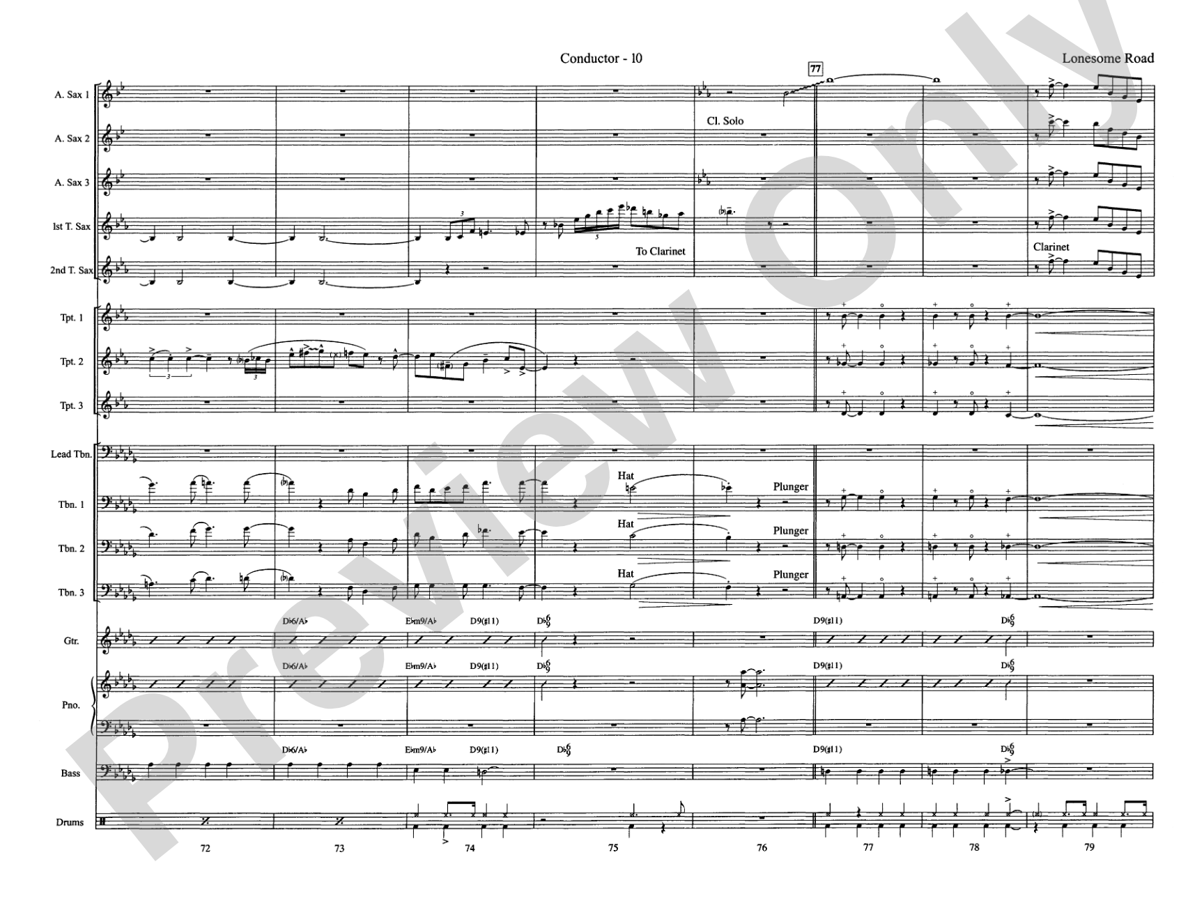 Lonesome Road: Jazz Ensemble Conductor Score & Parts