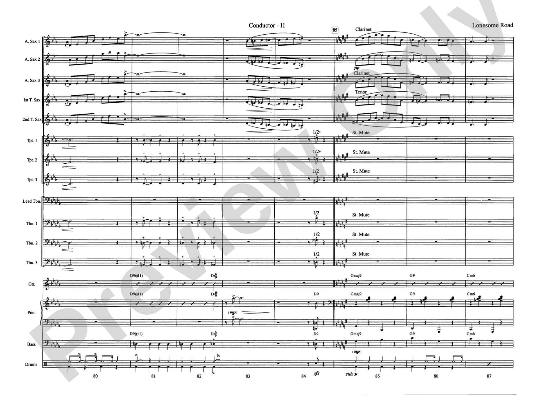 Lonesome Road: Jazz Ensemble Conductor Score & Parts