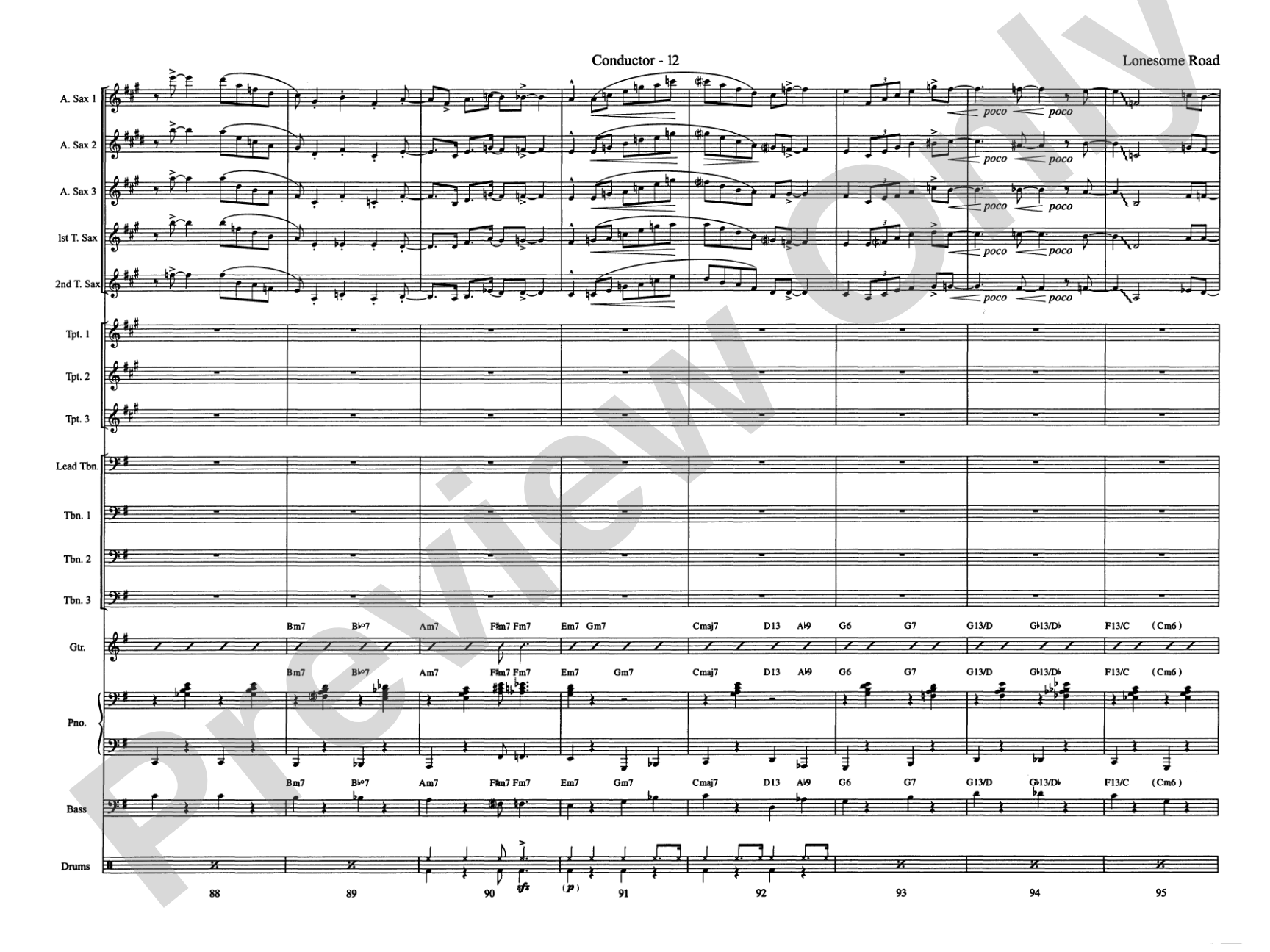 Lonesome Road: Jazz Ensemble Conductor Score & Parts