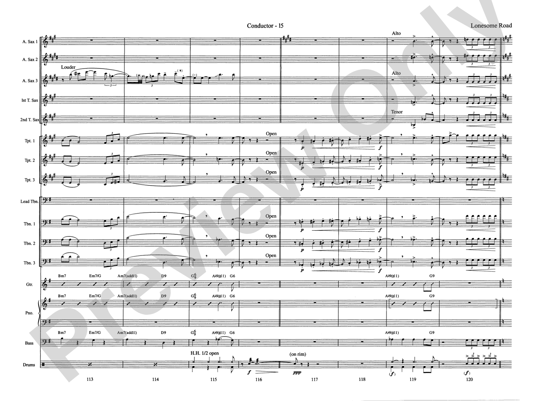 Lonesome Road: Jazz Ensemble Conductor Score & Parts