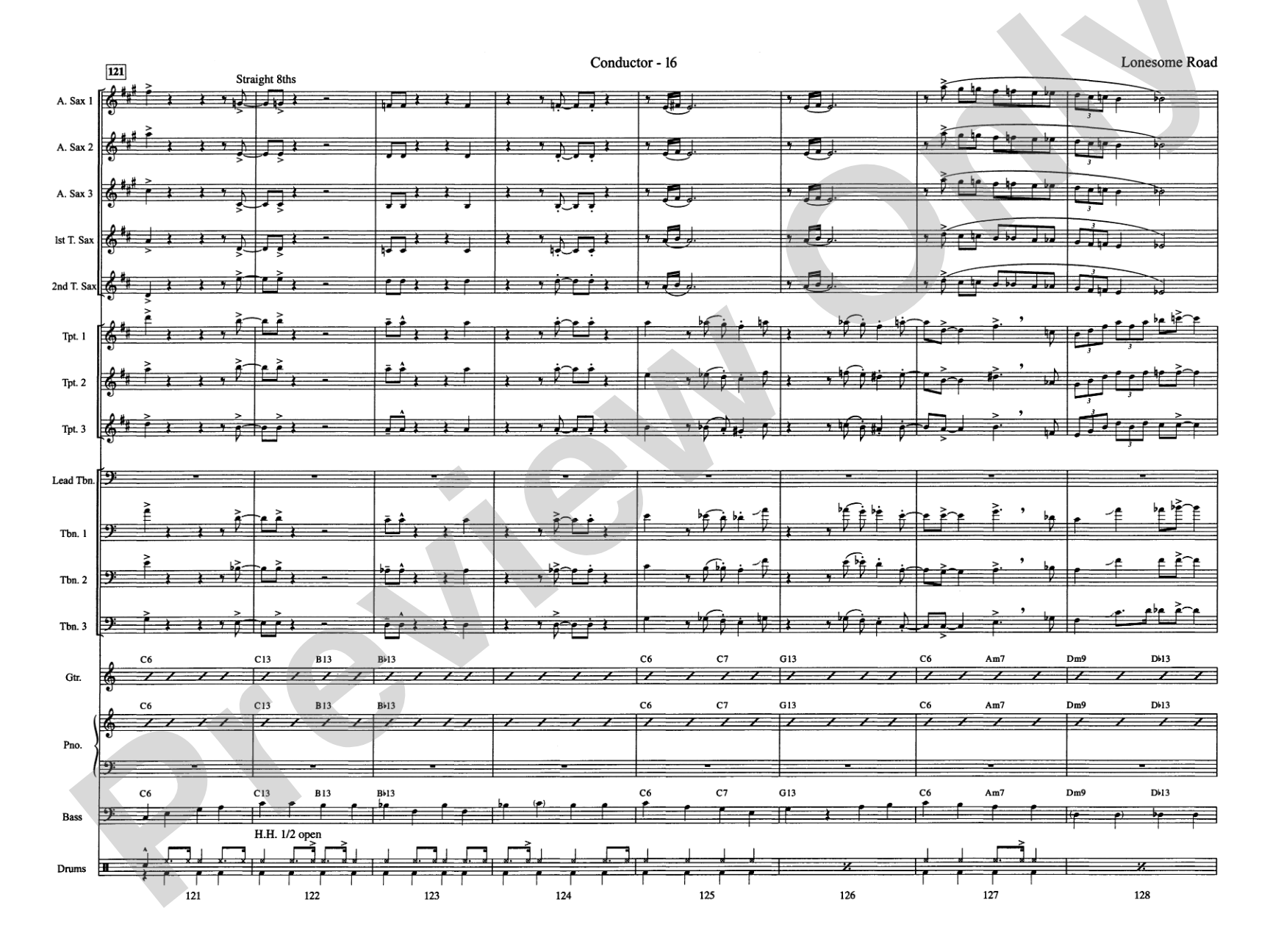Lonesome Road: Jazz Ensemble Conductor Score & Parts