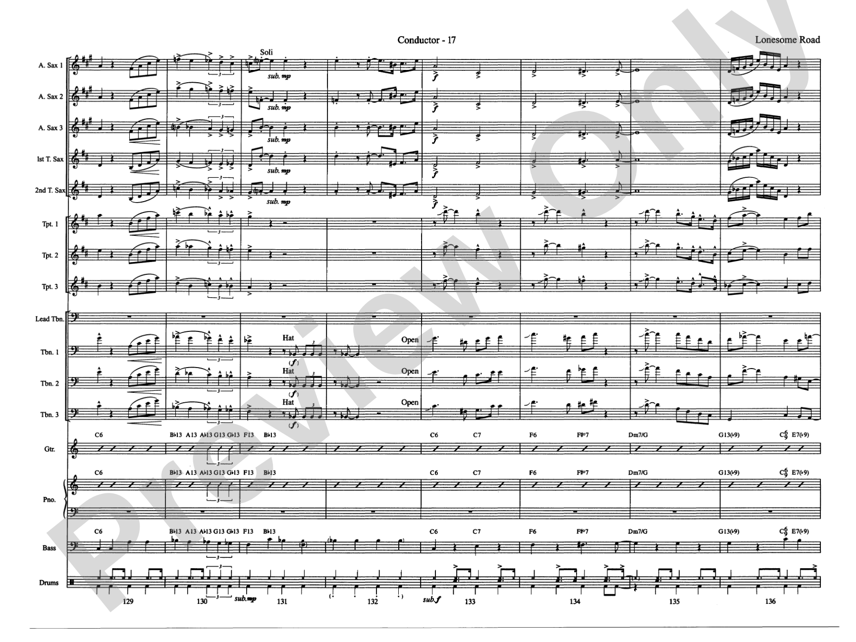 Lonesome Road: Jazz Ensemble Conductor Score & Parts