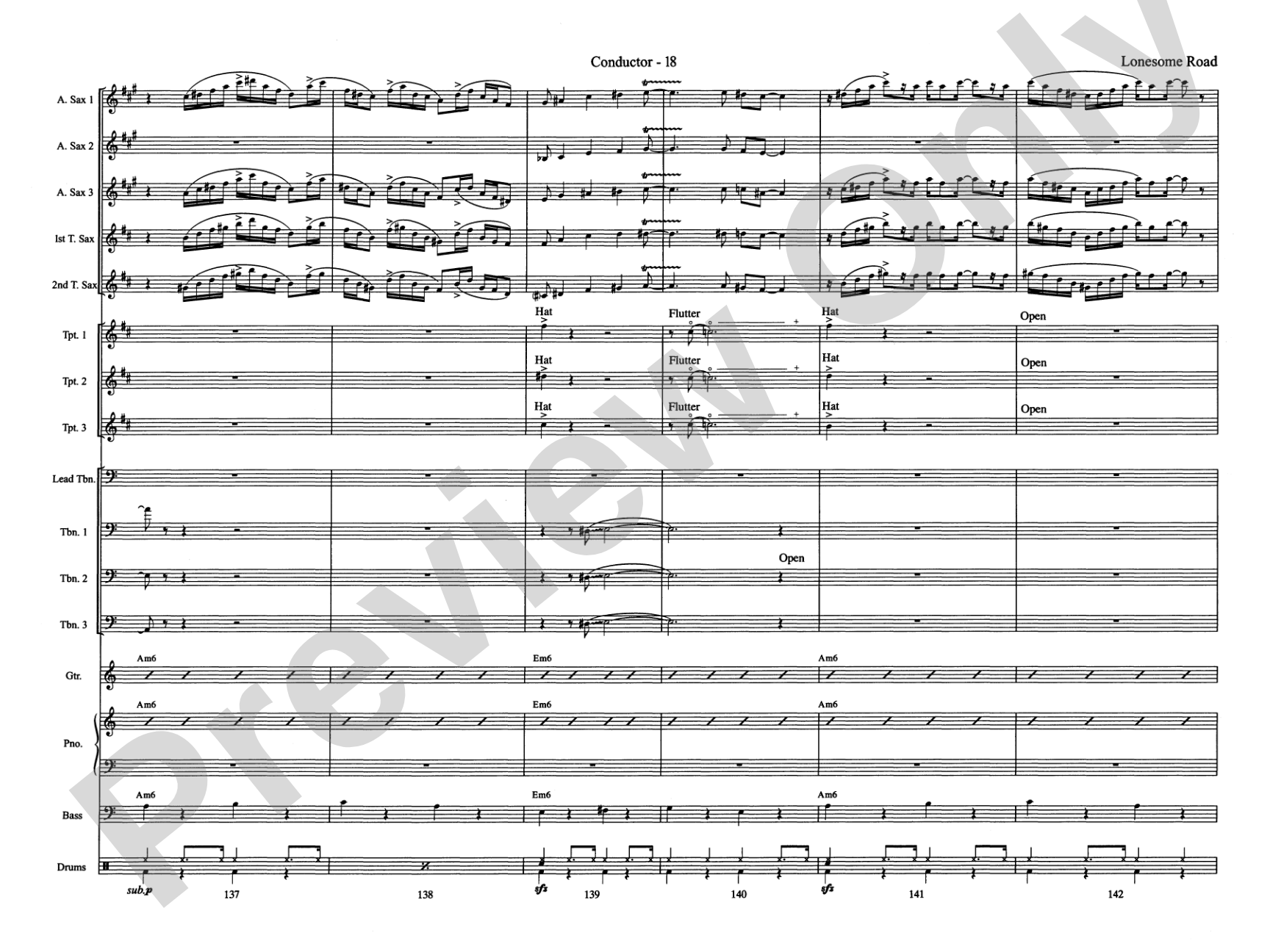 Lonesome Road: Jazz Ensemble Conductor Score & Parts