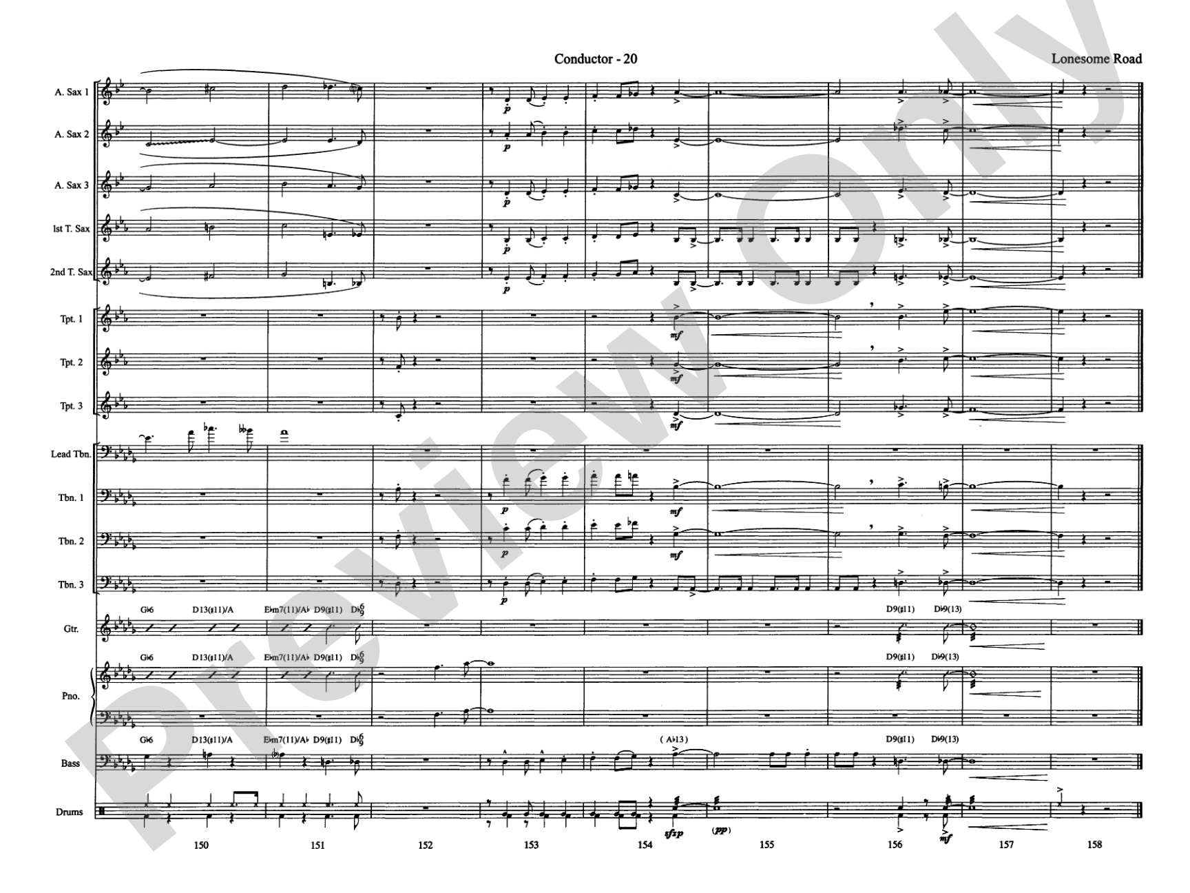 Lonesome Road: Jazz Ensemble Conductor Score & Parts