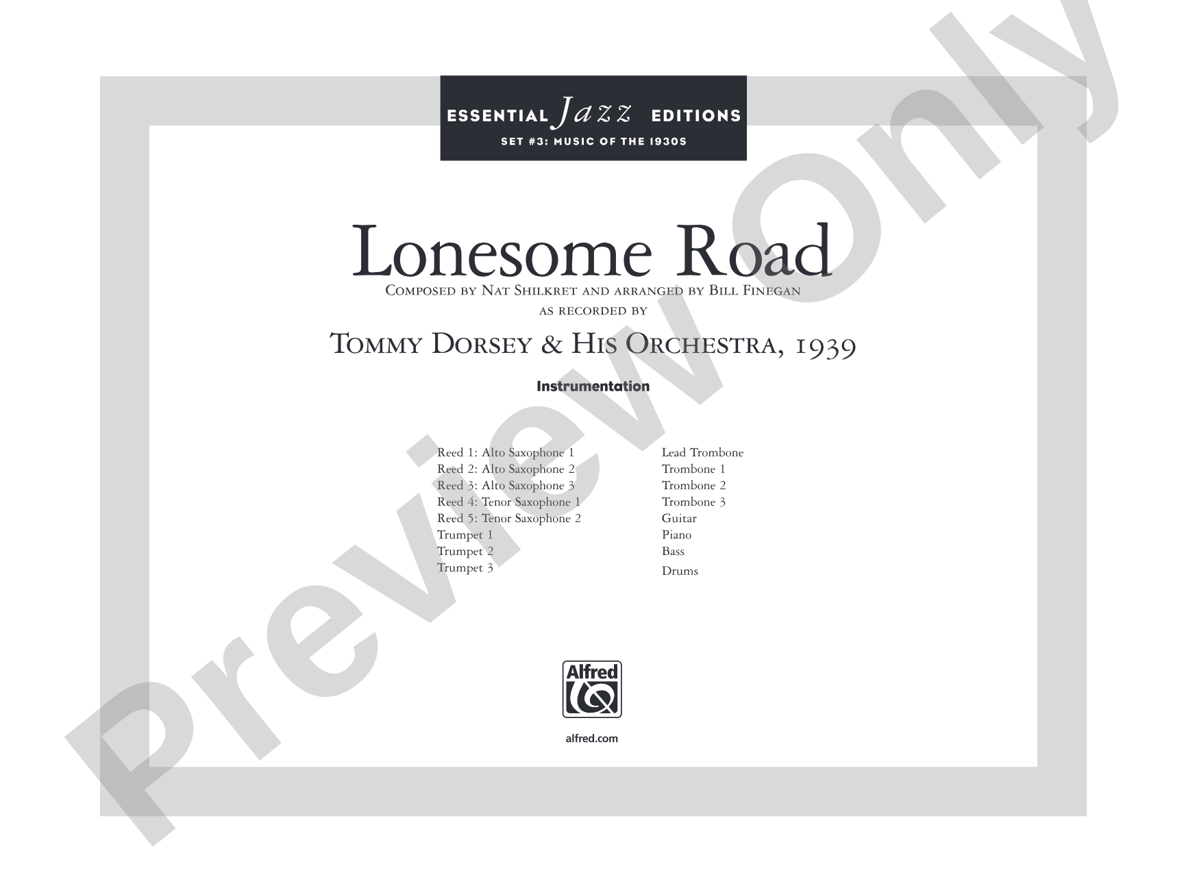 Lonesome Road: Jazz Ensemble Conductor Score & Parts