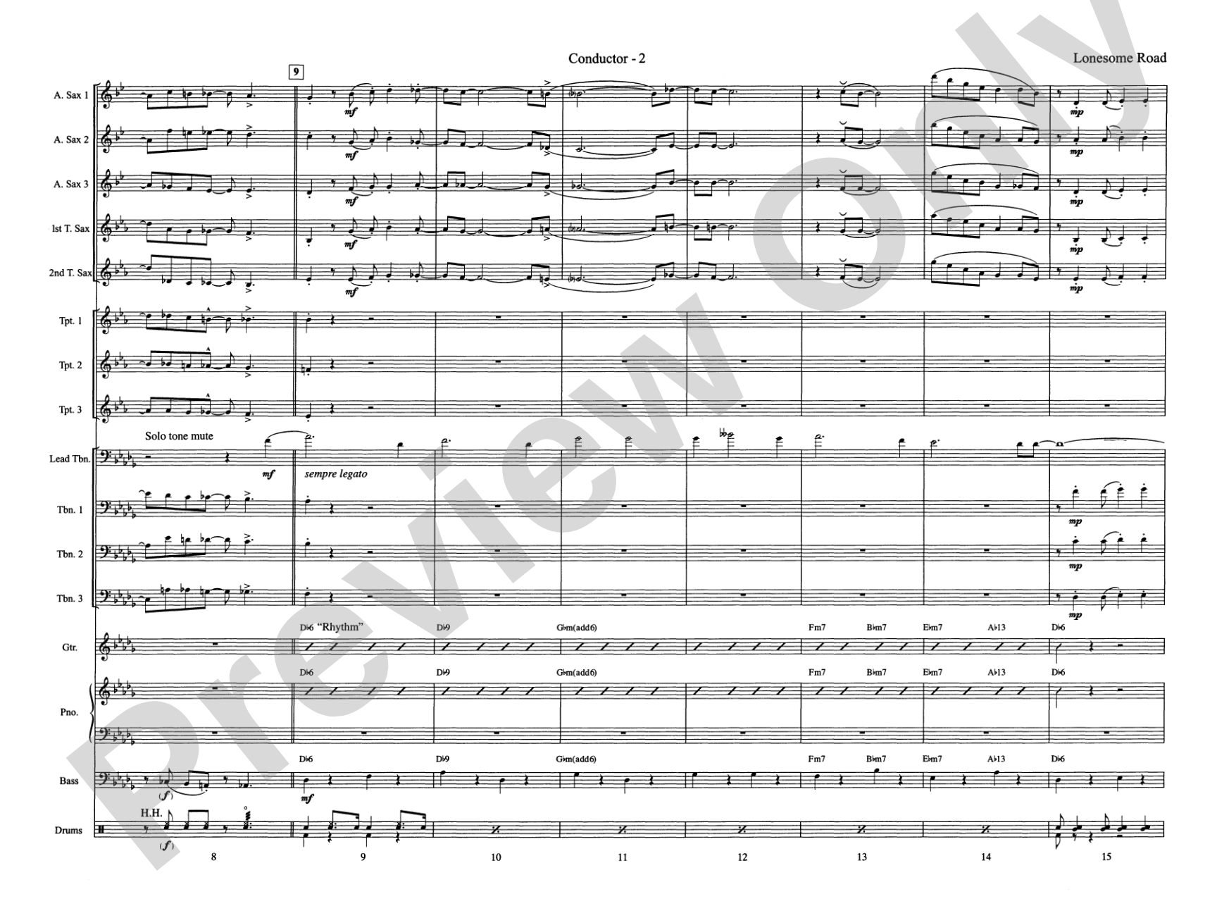 Lonesome Road: Jazz Ensemble Conductor Score & Parts
