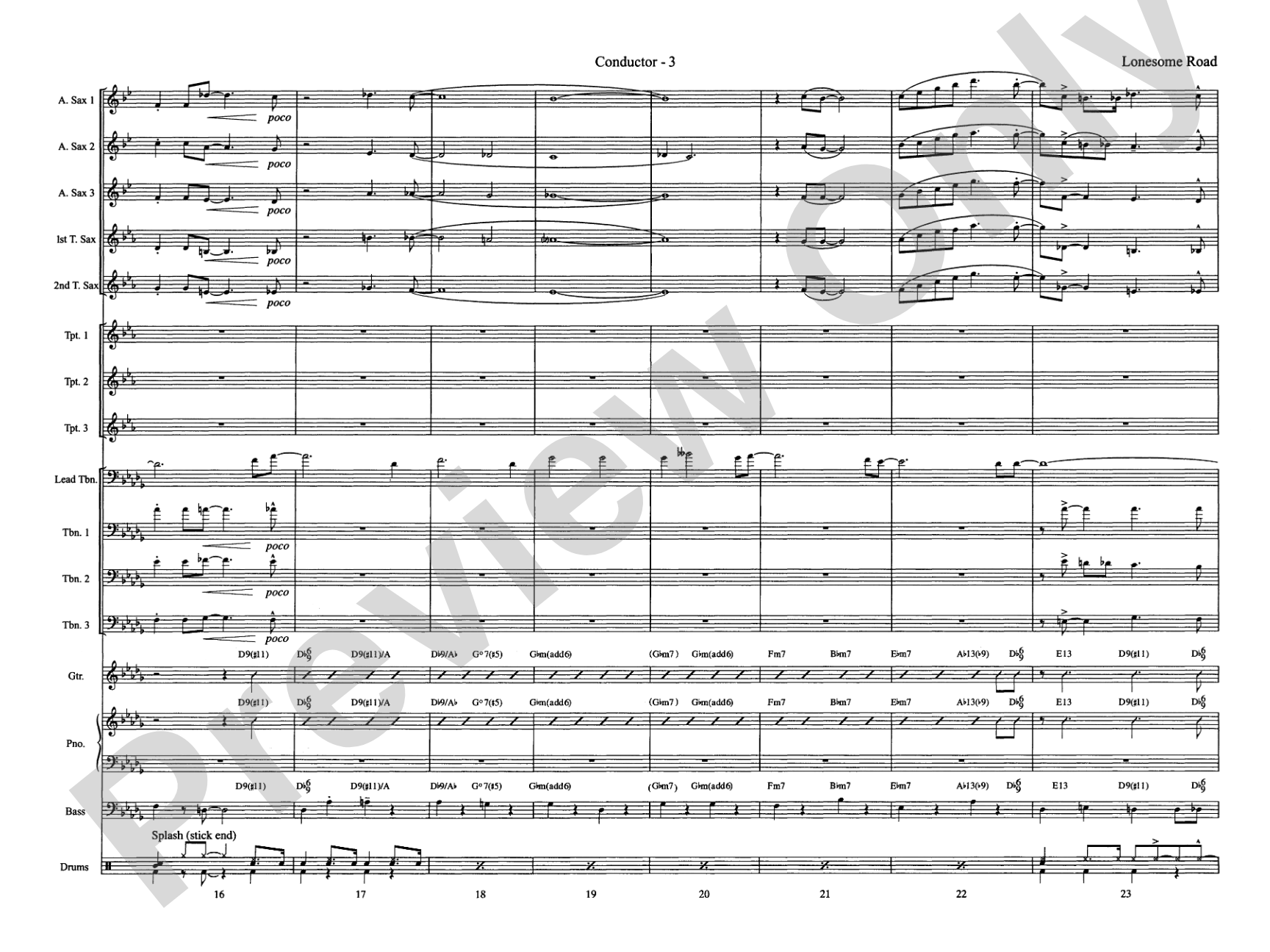 Lonesome Road: Jazz Ensemble Conductor Score & Parts