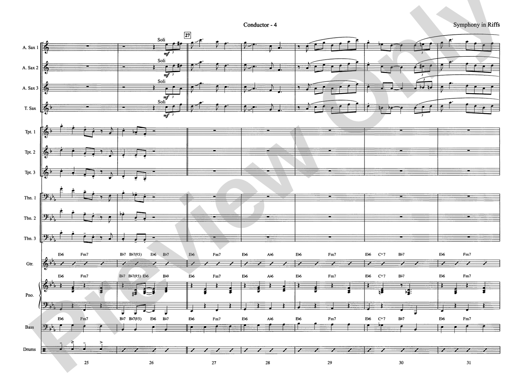 Symphony in Riffs: Jazz Ensemble Conductor Score & Parts