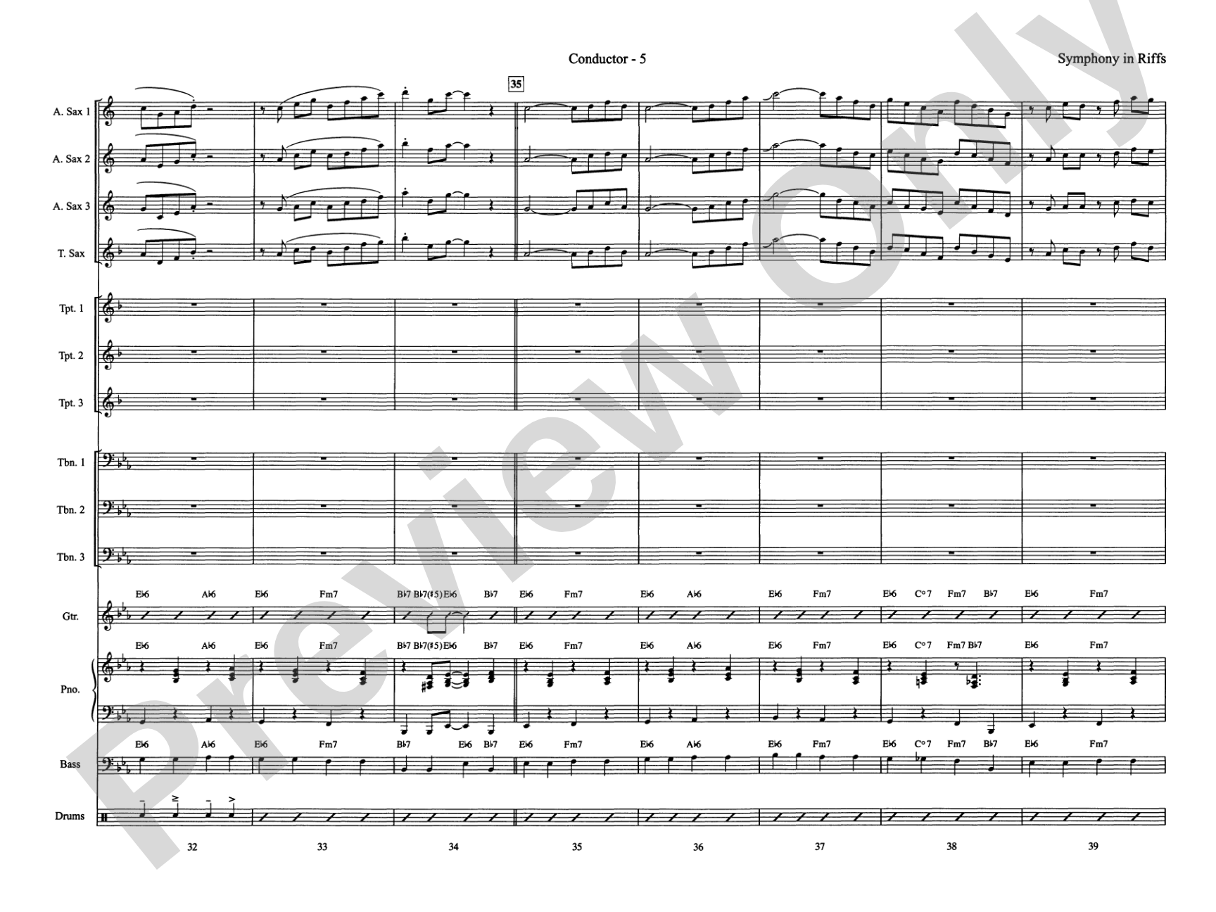 Symphony in Riffs: Jazz Ensemble Conductor Score & Parts