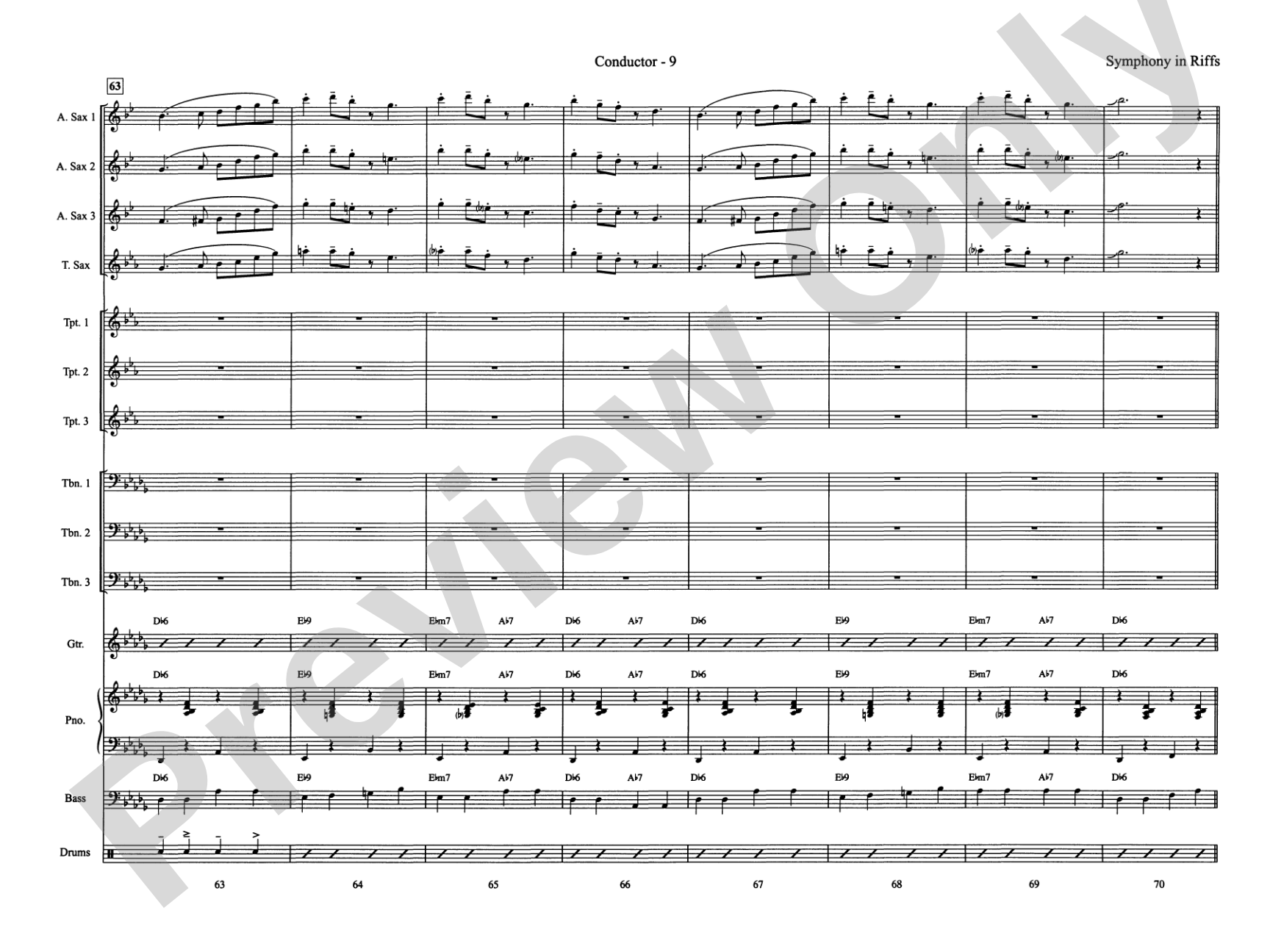 Symphony in Riffs: Jazz Ensemble Conductor Score & Parts