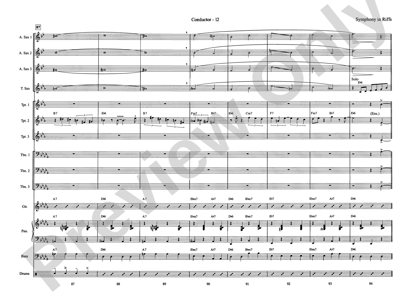 Symphony in Riffs: Jazz Ensemble Conductor Score & Parts