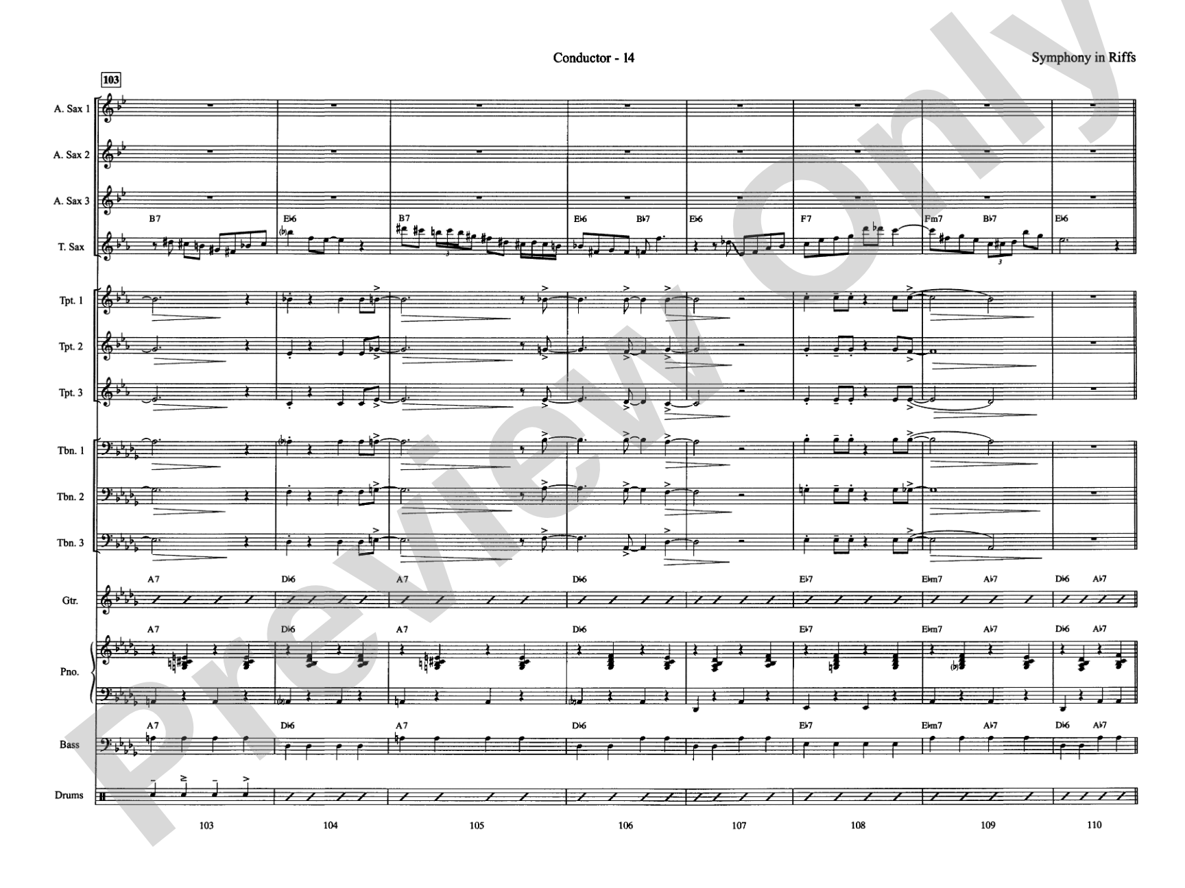 Symphony in Riffs: Jazz Ensemble Conductor Score & Parts
