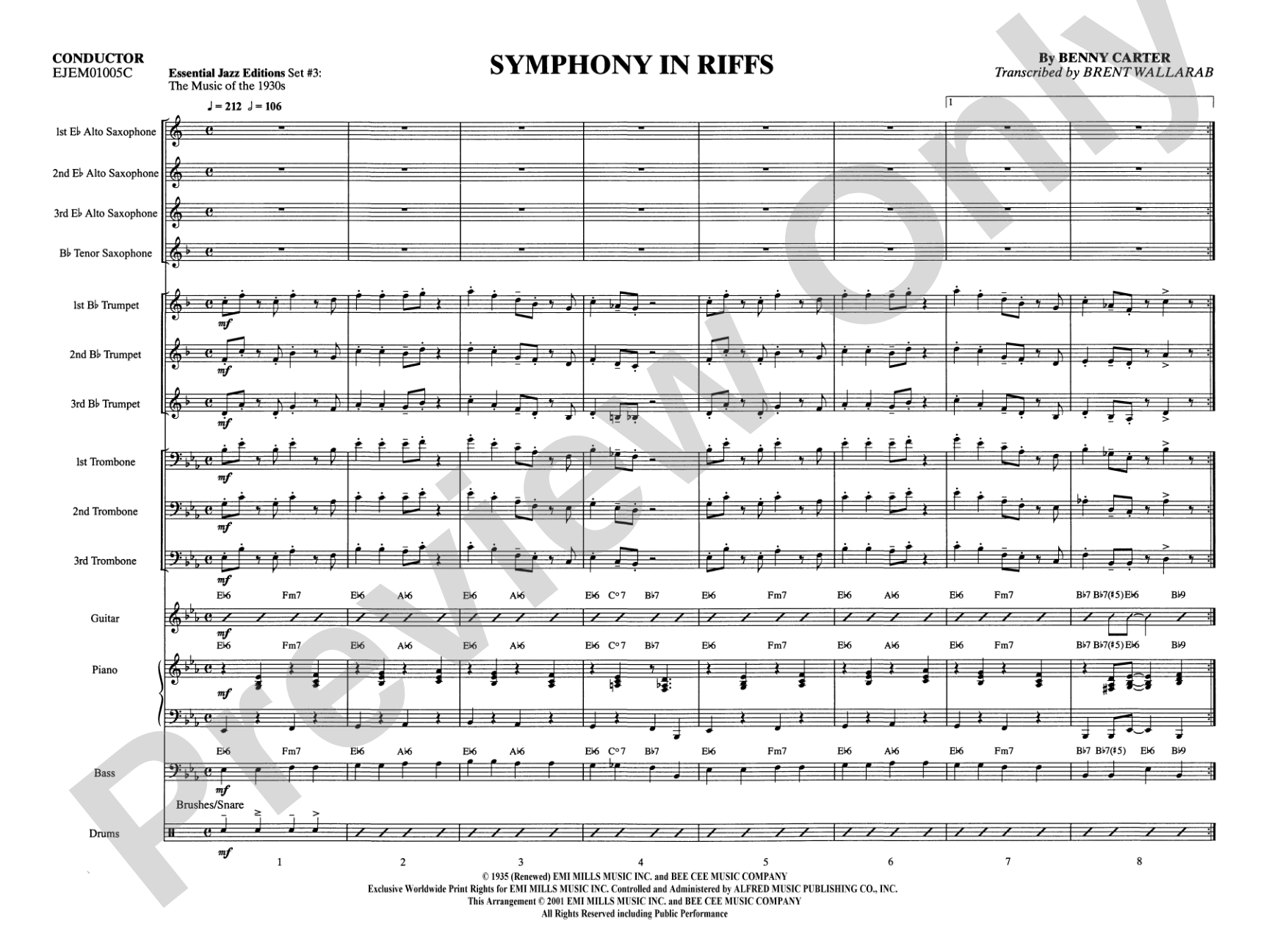 Symphony in Riffs: Jazz Ensemble Conductor Score & Parts