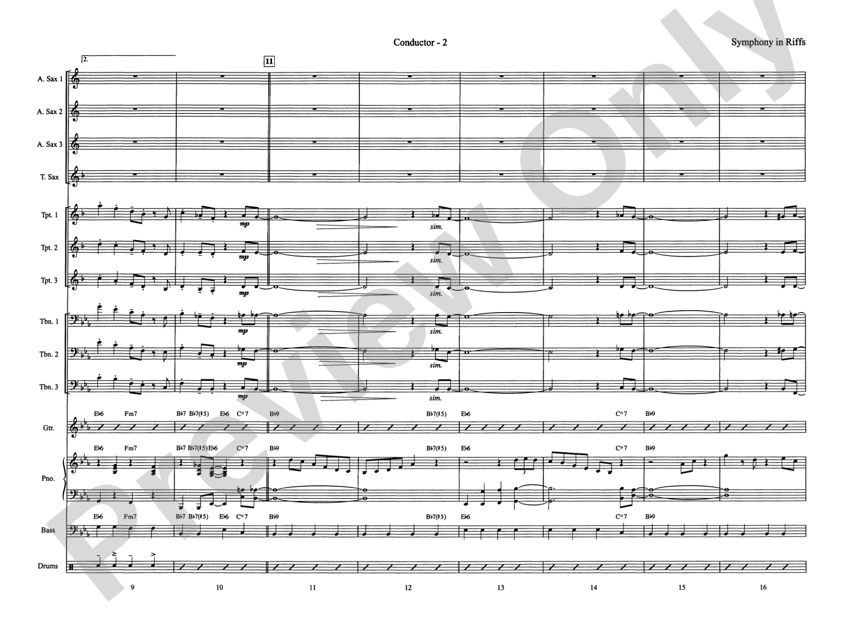 Symphony in Riffs: Jazz Ensemble Conductor Score & Parts