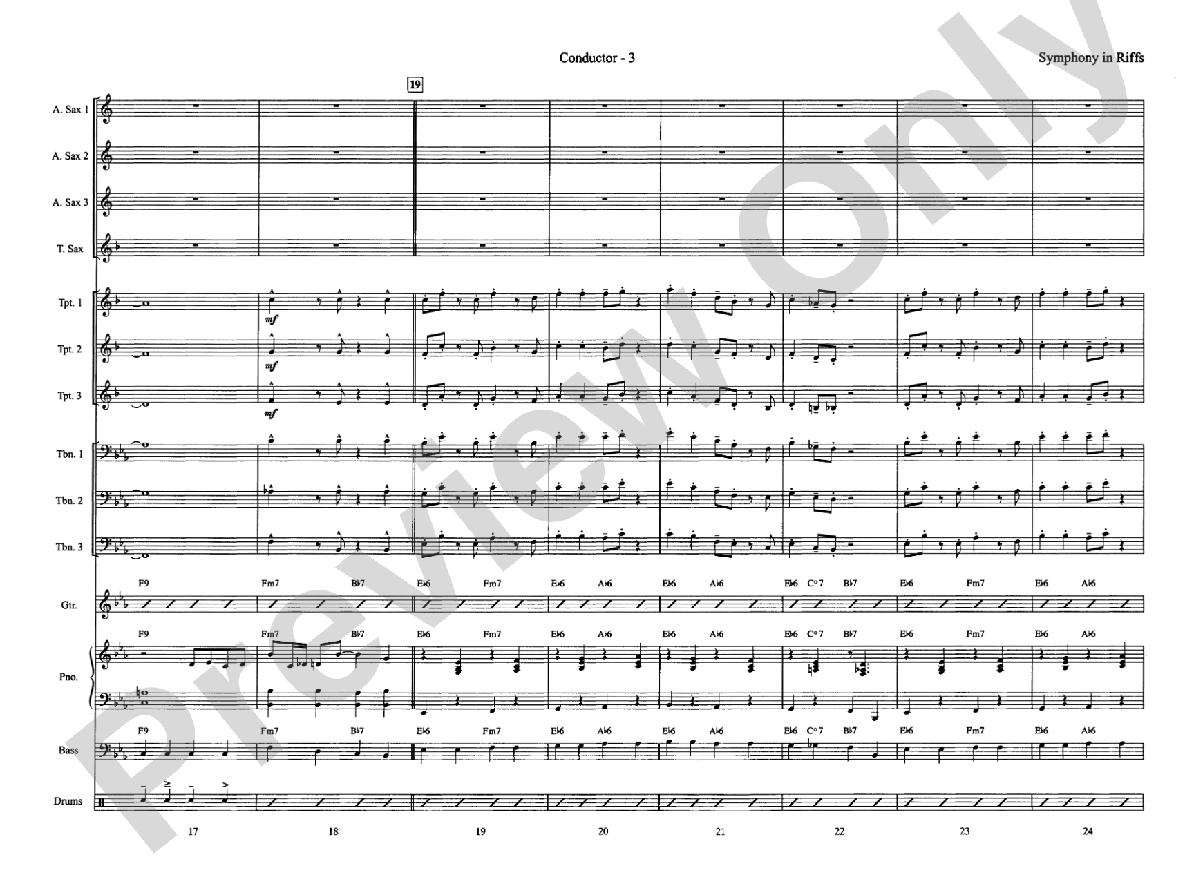 Symphony in Riffs: Jazz Ensemble Conductor Score & Parts
