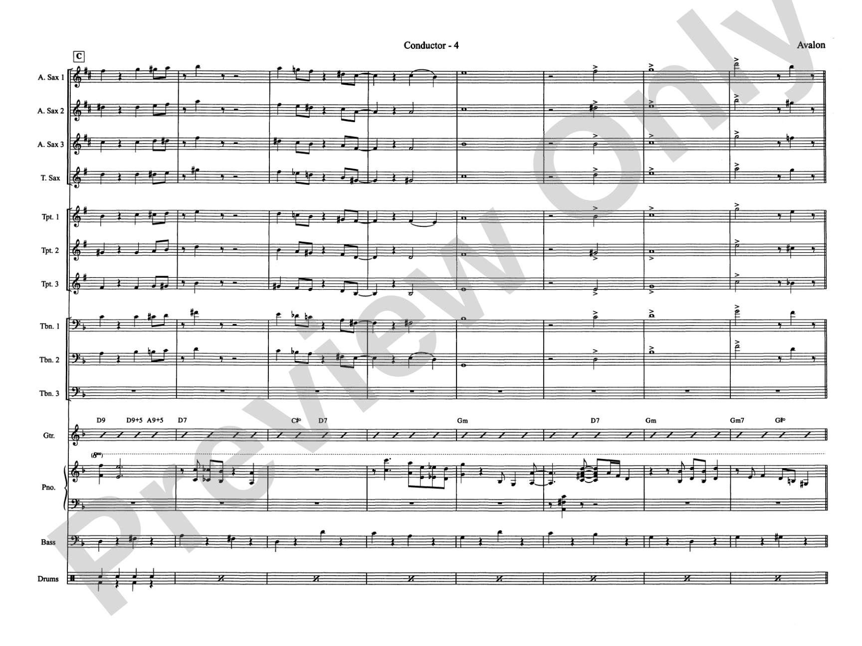Avalon: Jazz Ensemble Conductor Score & Parts