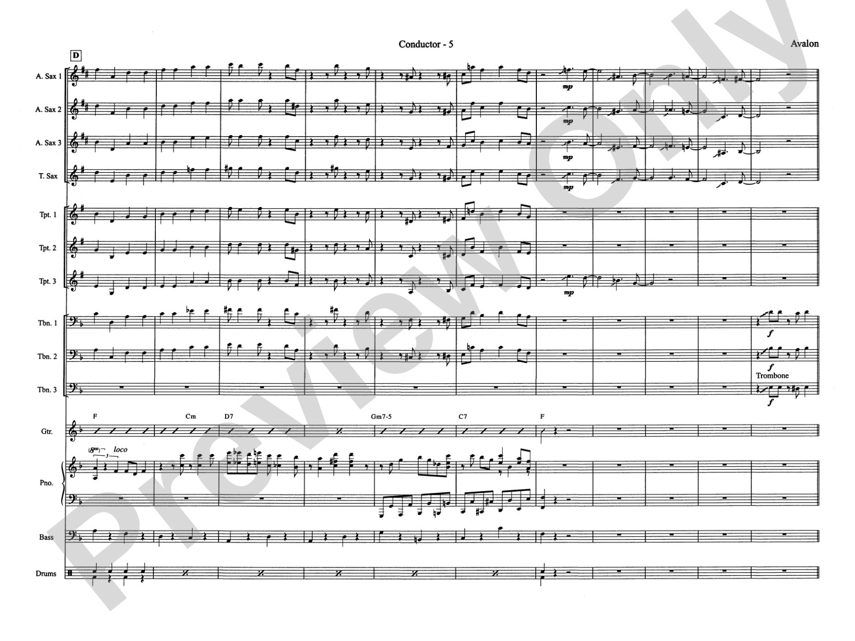 Avalon: Jazz Ensemble Conductor Score & Parts