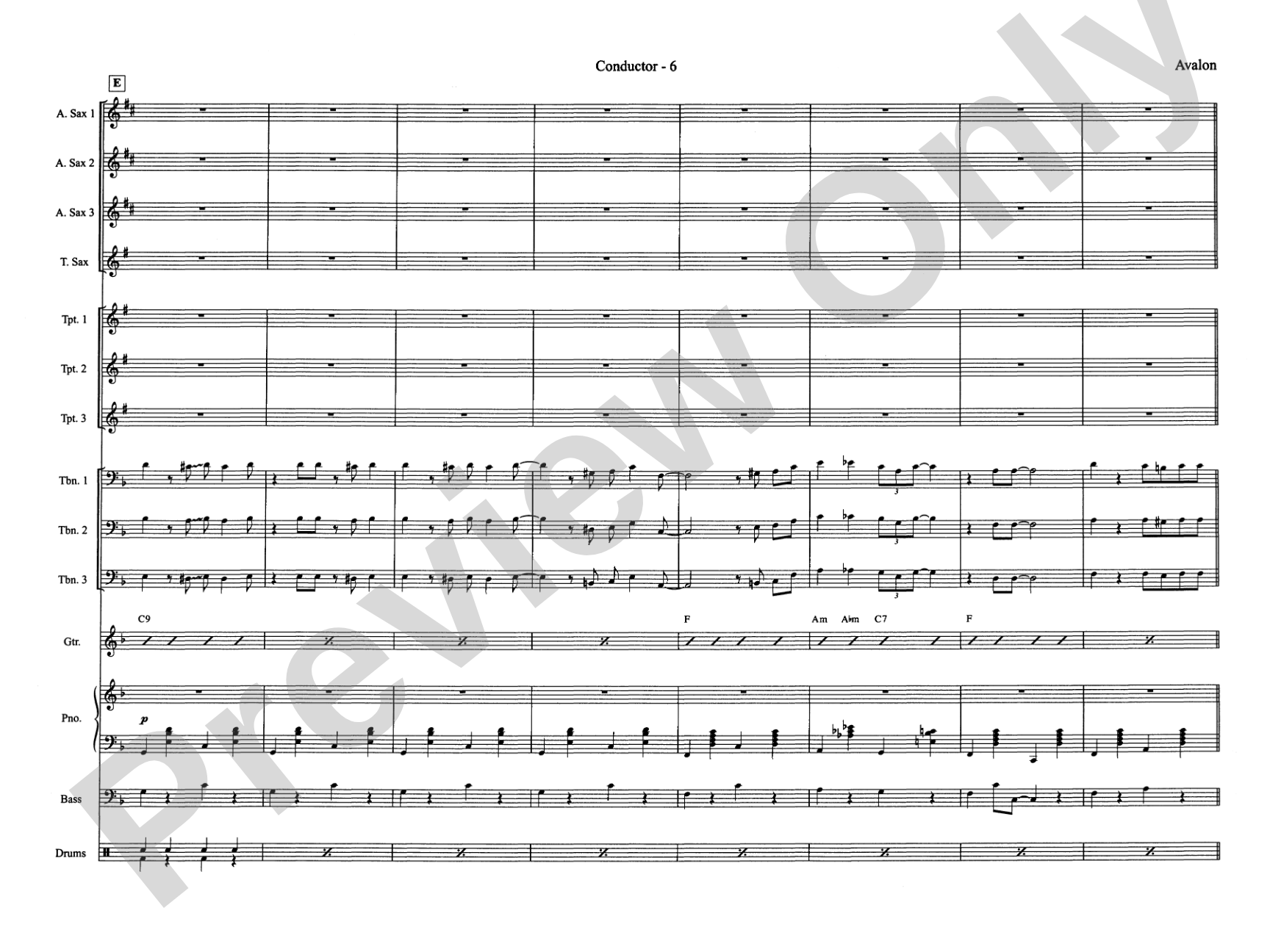 Avalon: Jazz Ensemble Conductor Score & Parts