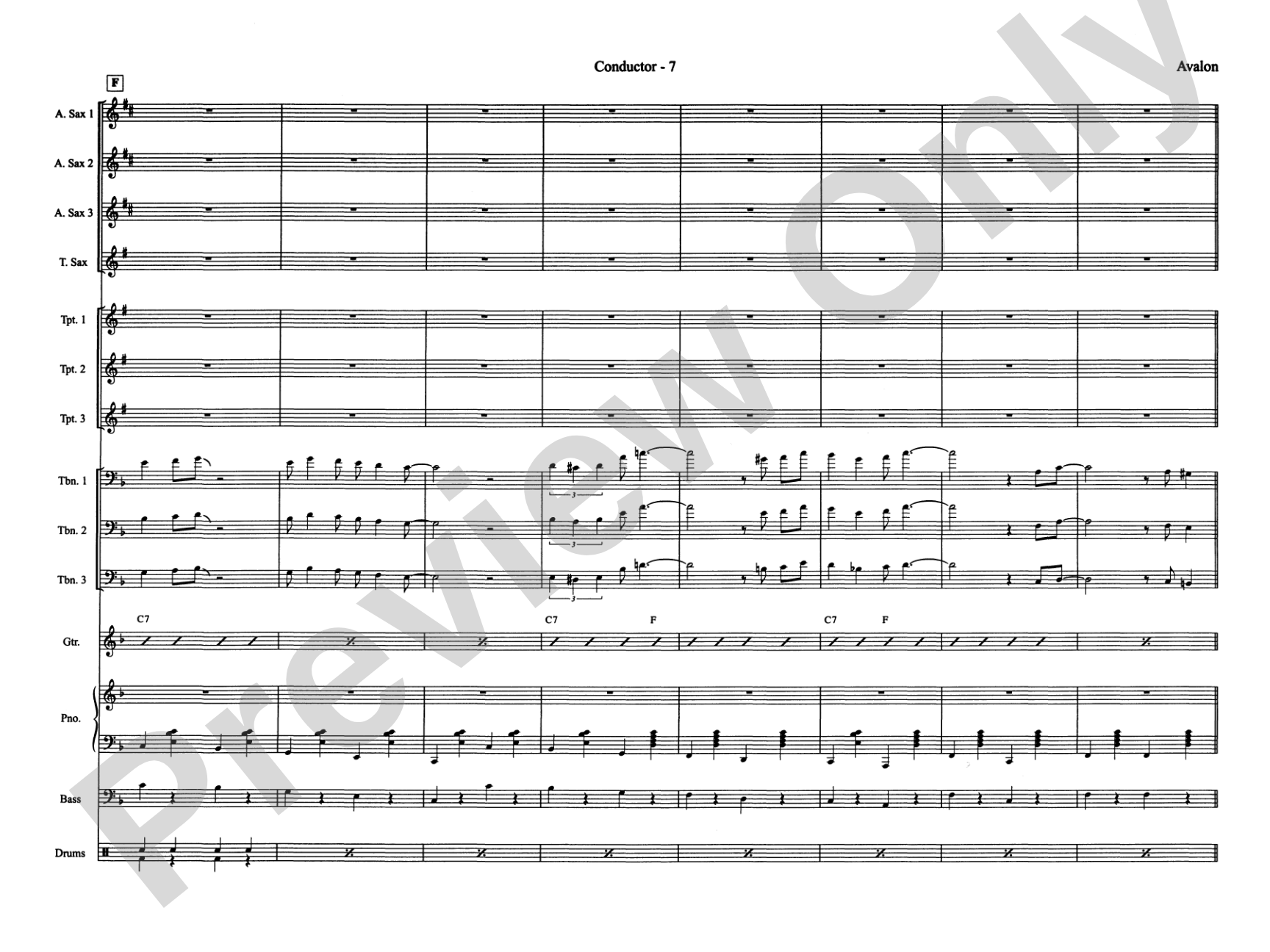 Avalon: Jazz Ensemble Conductor Score & Parts