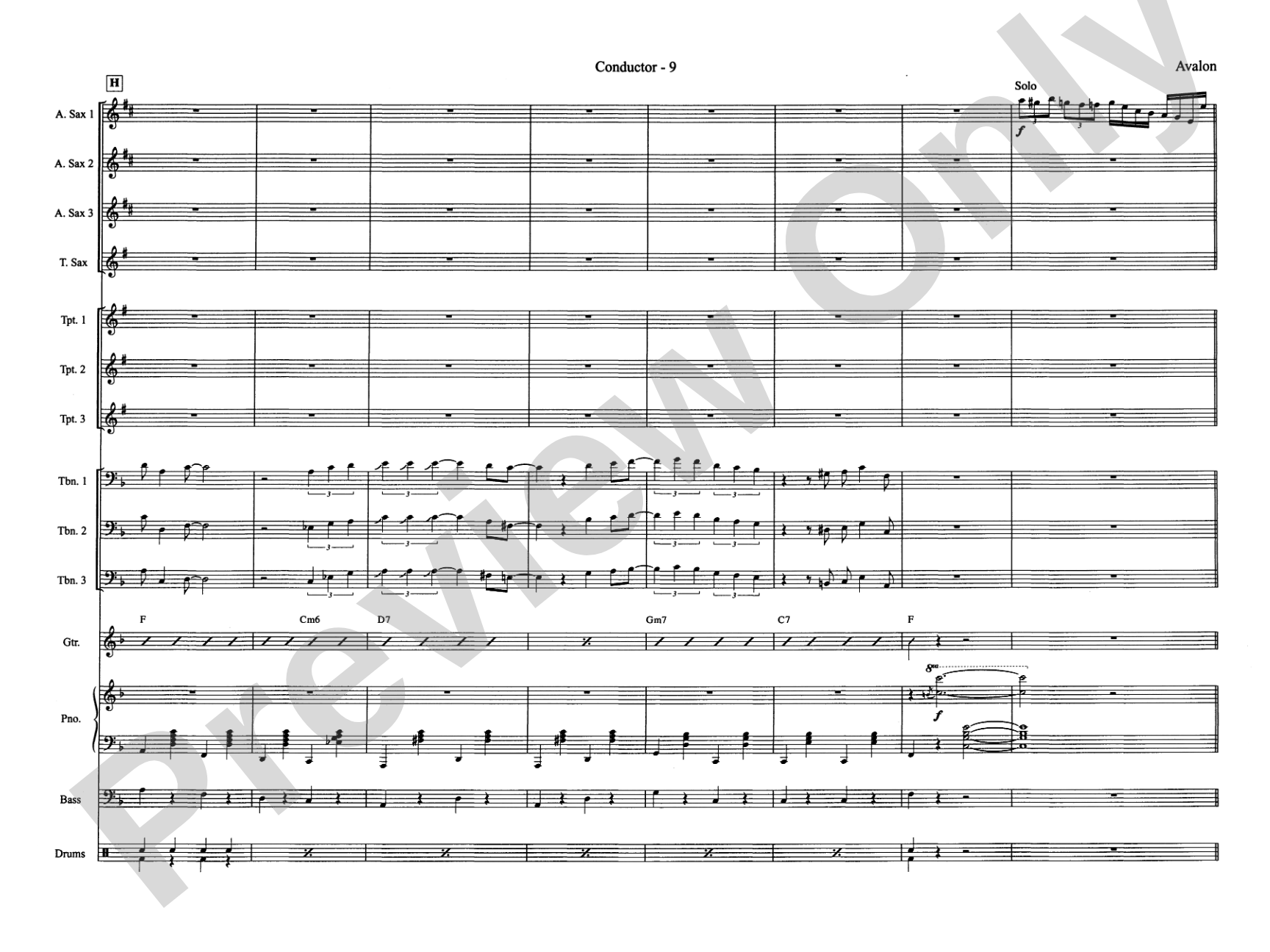 Avalon: Jazz Ensemble Conductor Score & Parts