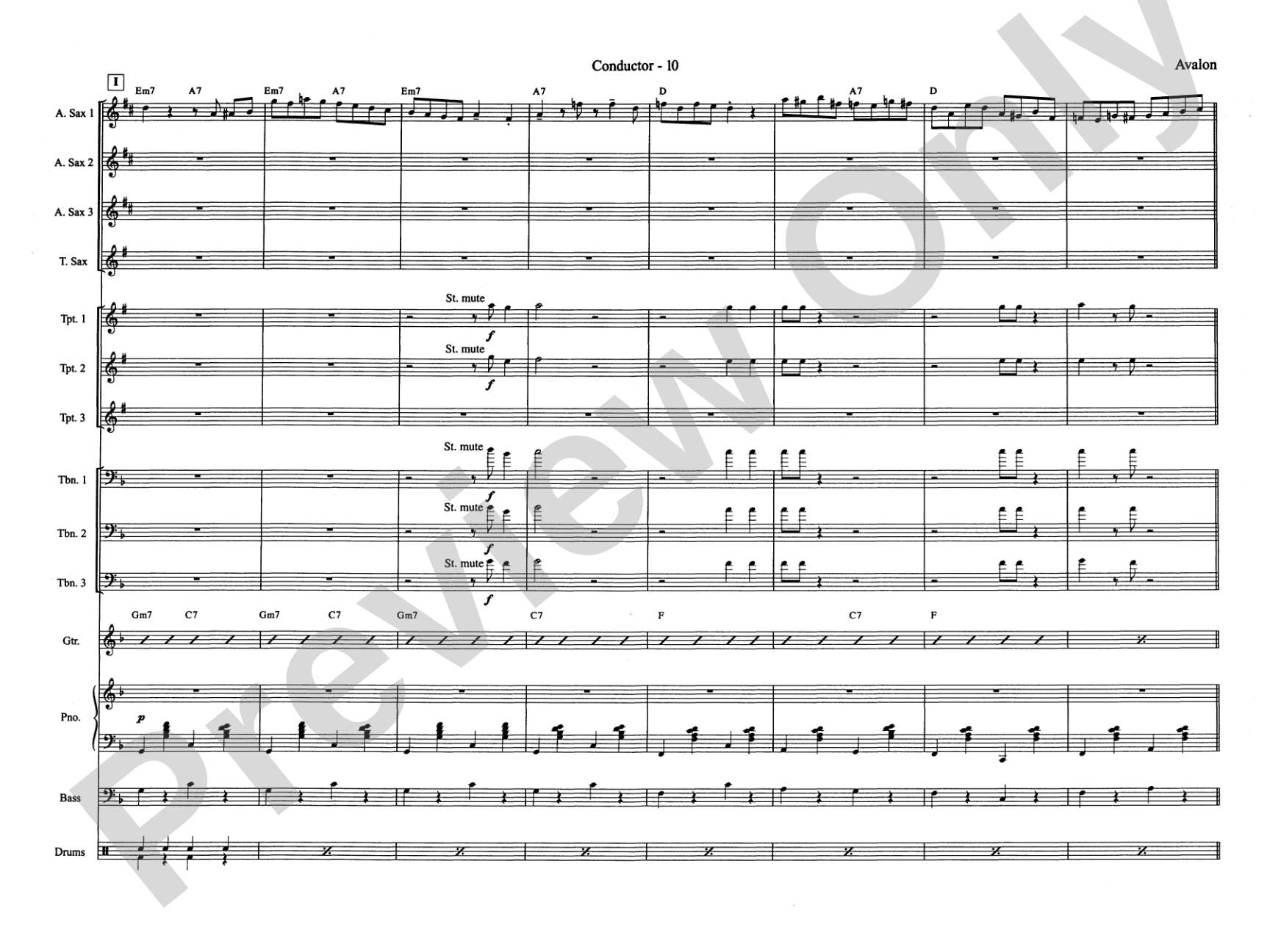 Avalon: Jazz Ensemble Conductor Score & Parts