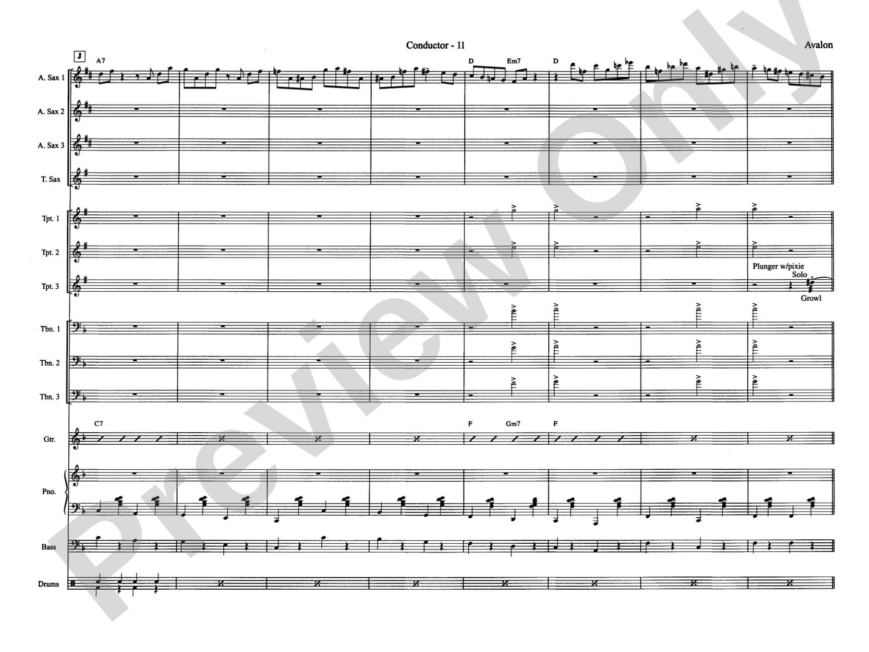 Avalon: Jazz Ensemble Conductor Score & Parts