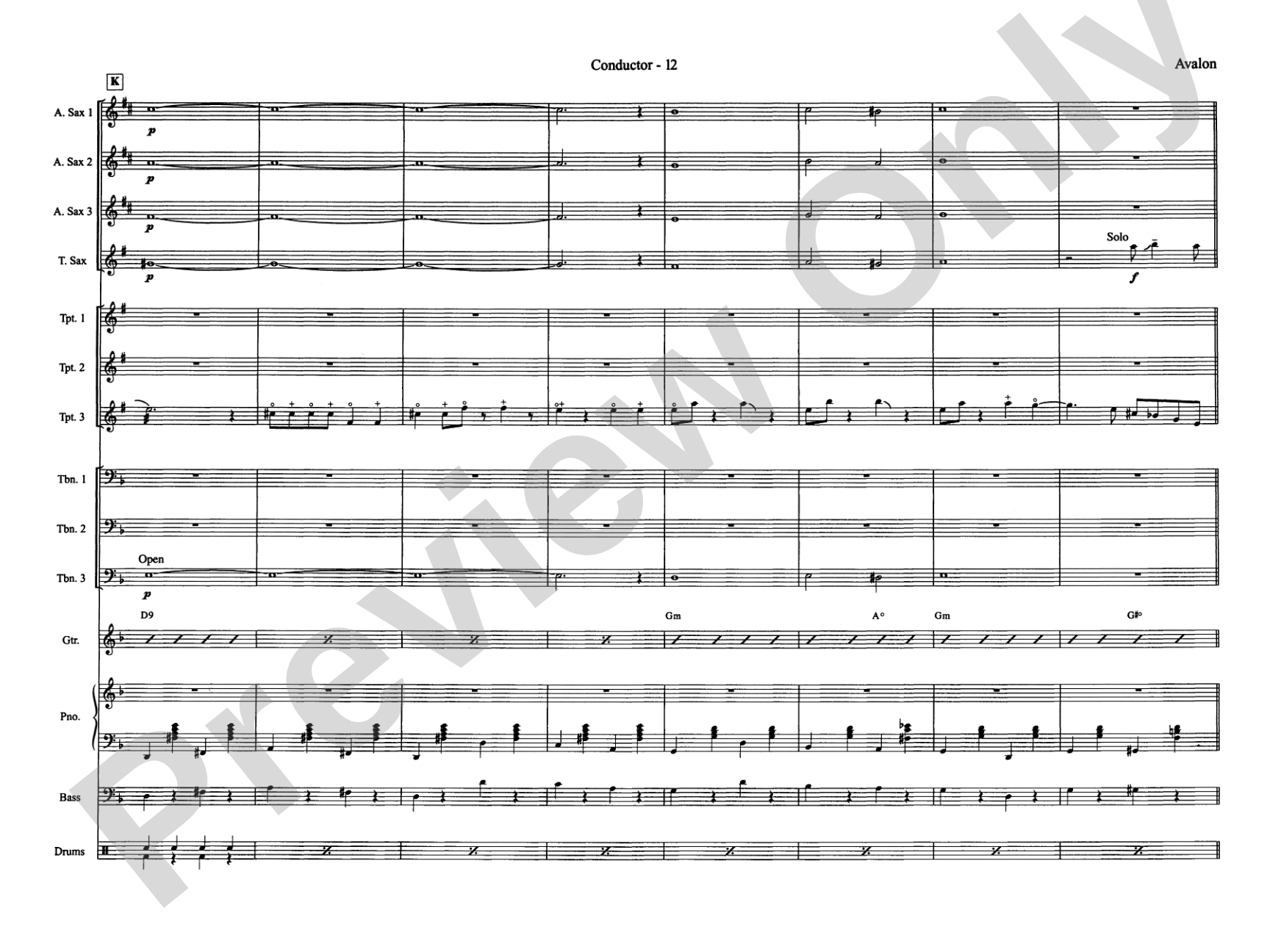 Avalon: Jazz Ensemble Conductor Score & Parts