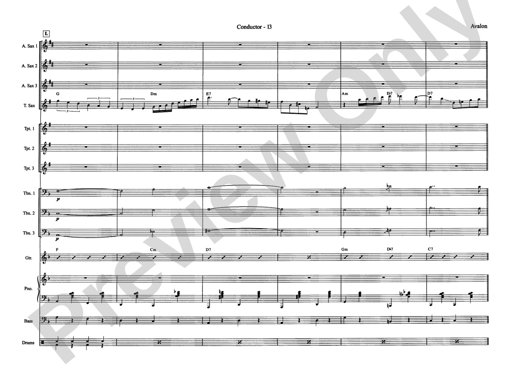 Avalon: Jazz Ensemble Conductor Score & Parts
