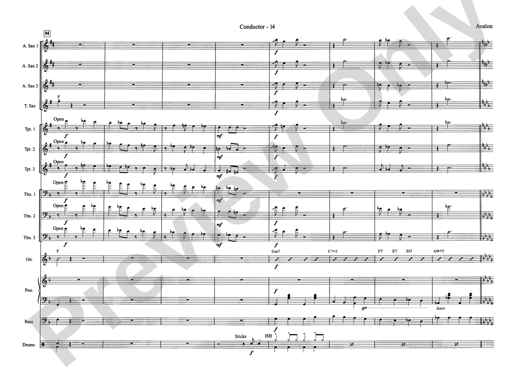 Avalon: Jazz Ensemble Conductor Score & Parts