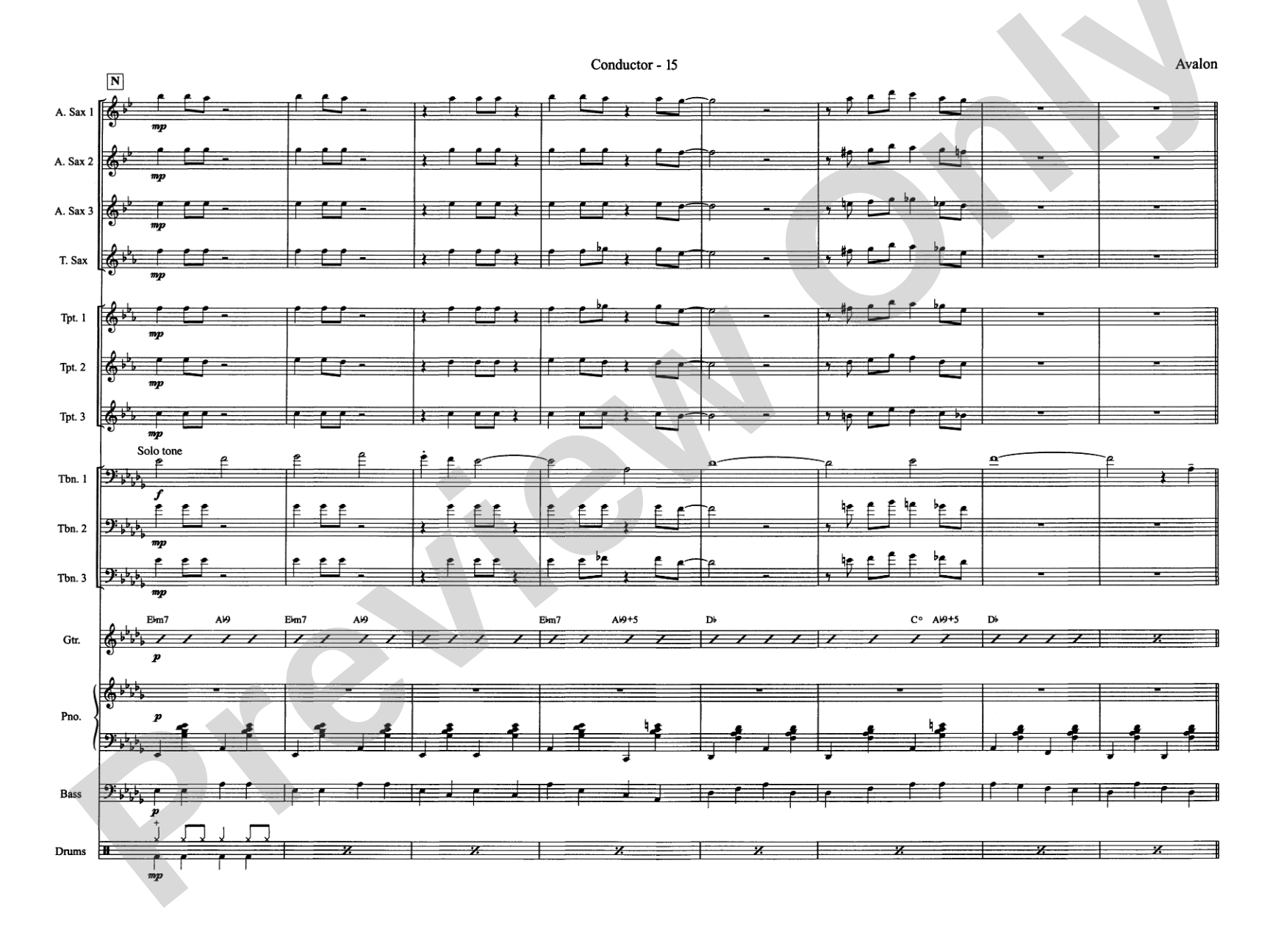Avalon: Jazz Ensemble Conductor Score & Parts