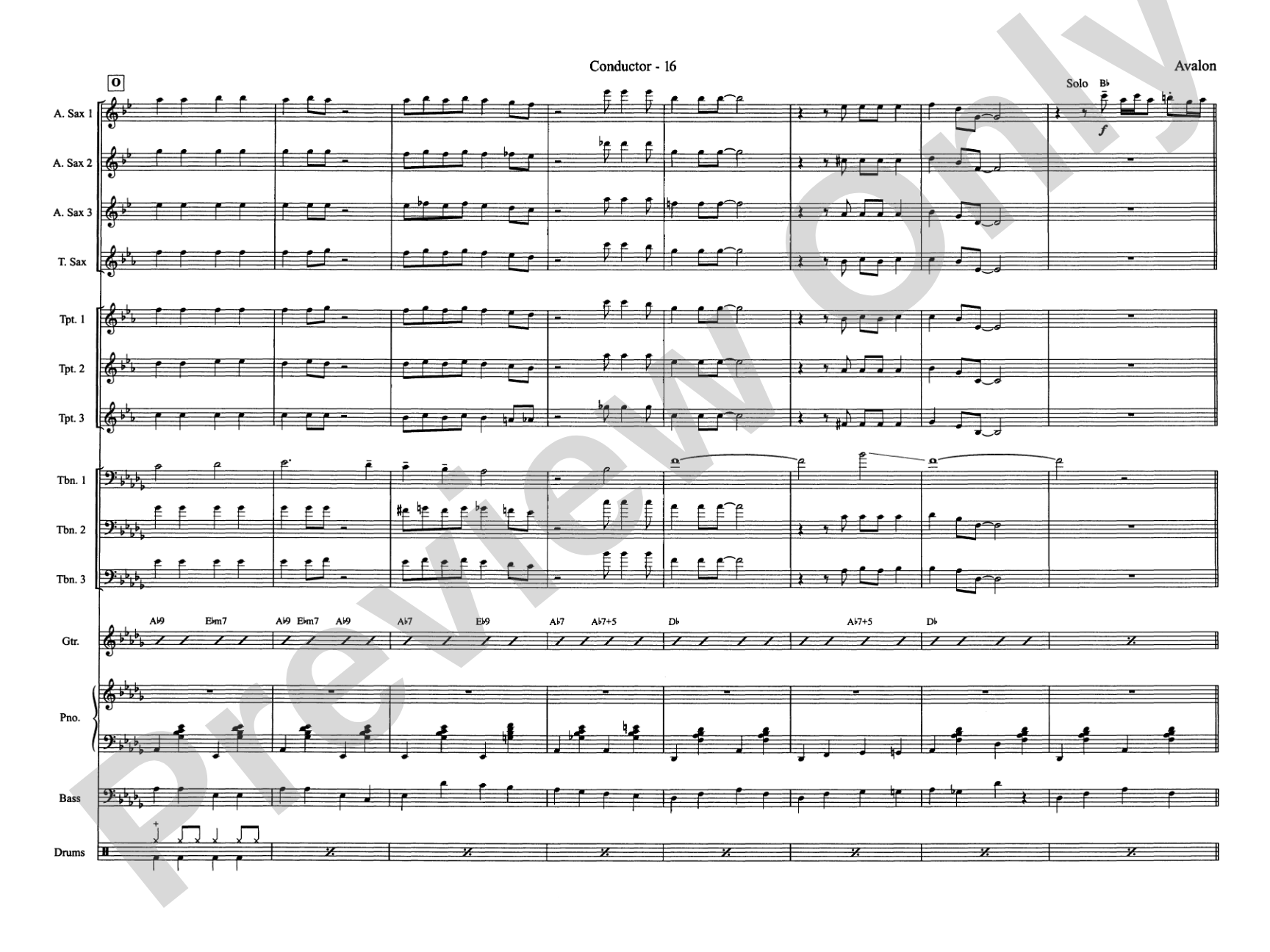 Avalon: Jazz Ensemble Conductor Score & Parts